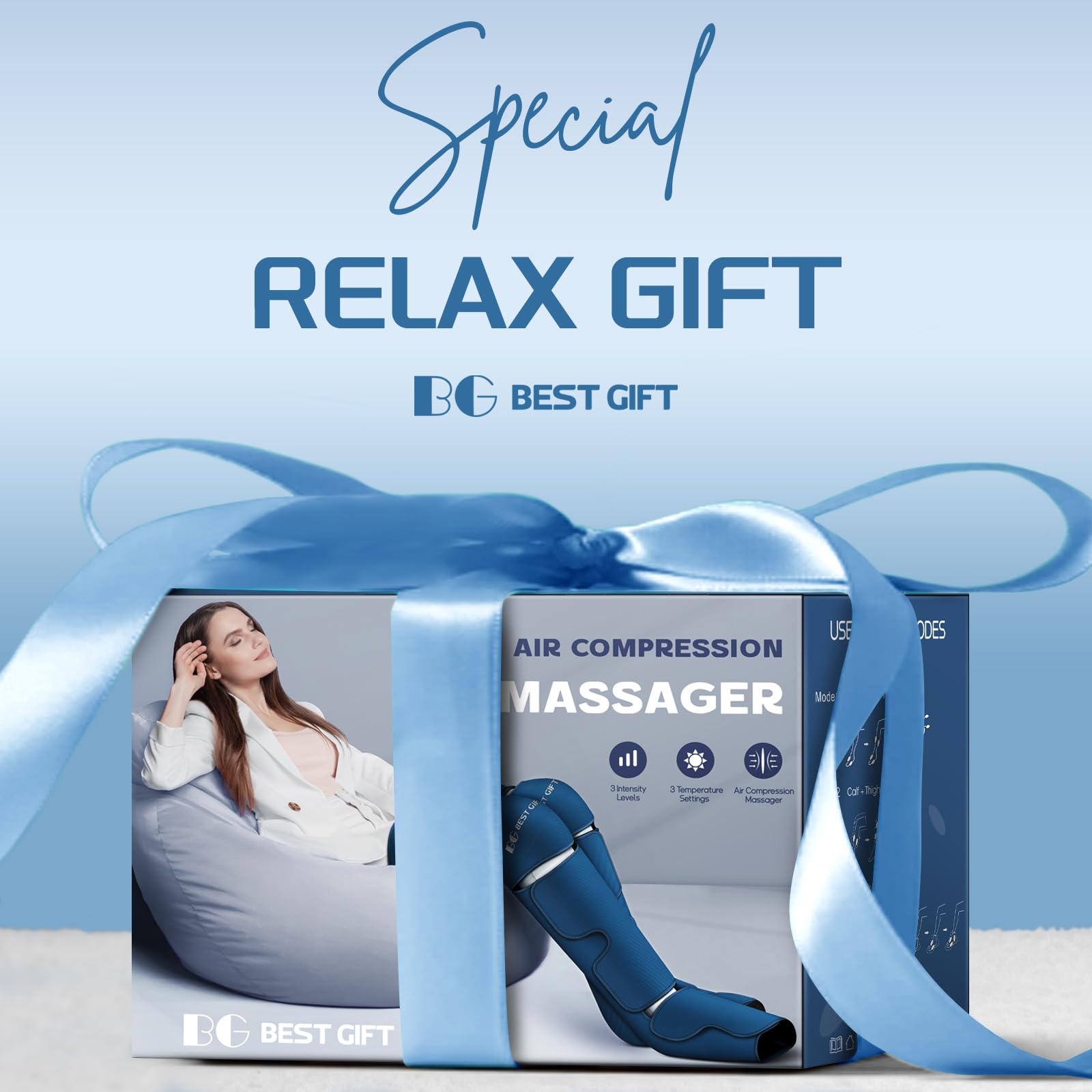 Electric Air Compression Leg Massager with Heat - Foot, Calf, Thigh & Knee Pain Relief for Varicose Veins, Muscle Fatigue, Swelling - Perfect Gift for Dad, Mom, Men & Women on Christmas, Mother's Day, Father's Day - Use at Home, Office or While Traveling for Relaxation and Circulation Boost