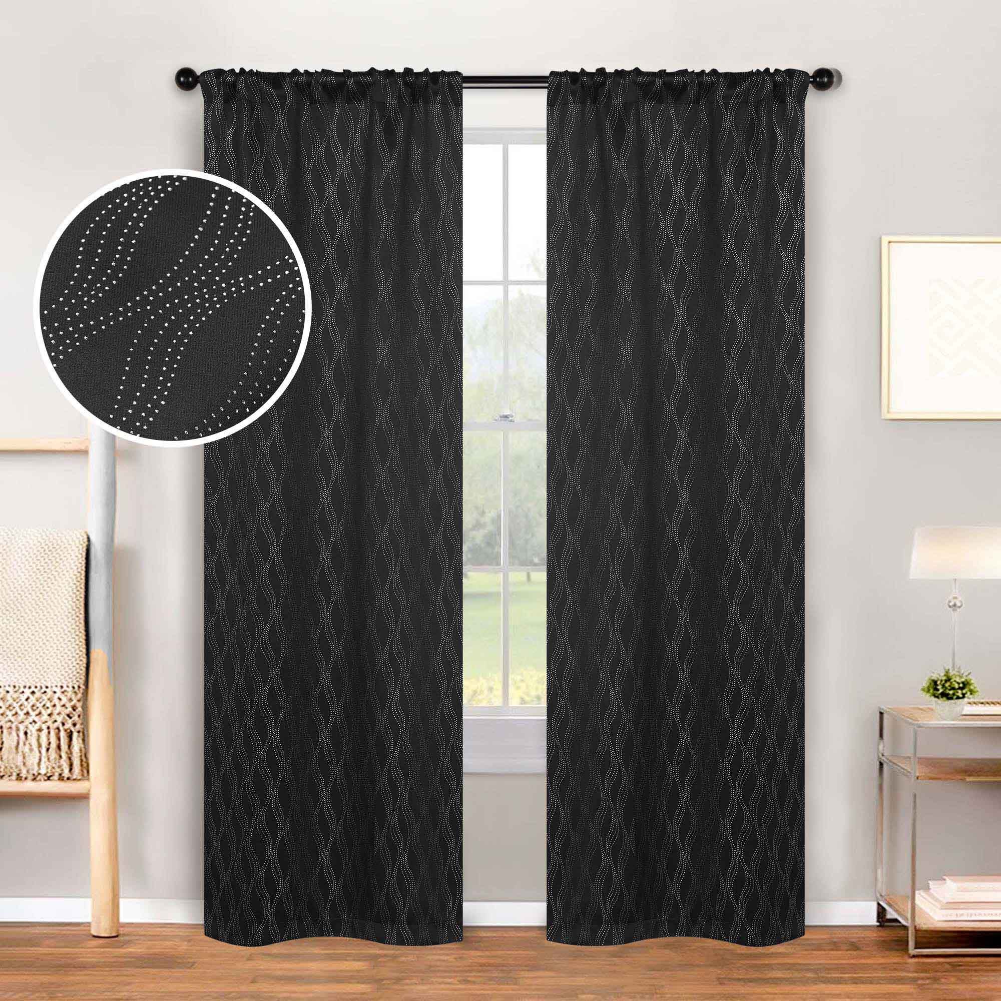 Zuri Textured Washable Blackout Curtains for Bedroom - Thermal Insulated Room Darkening Window Drapes (Set of 2 Panels) - Perfect for Nursery, Home Theater & Light Sleepers