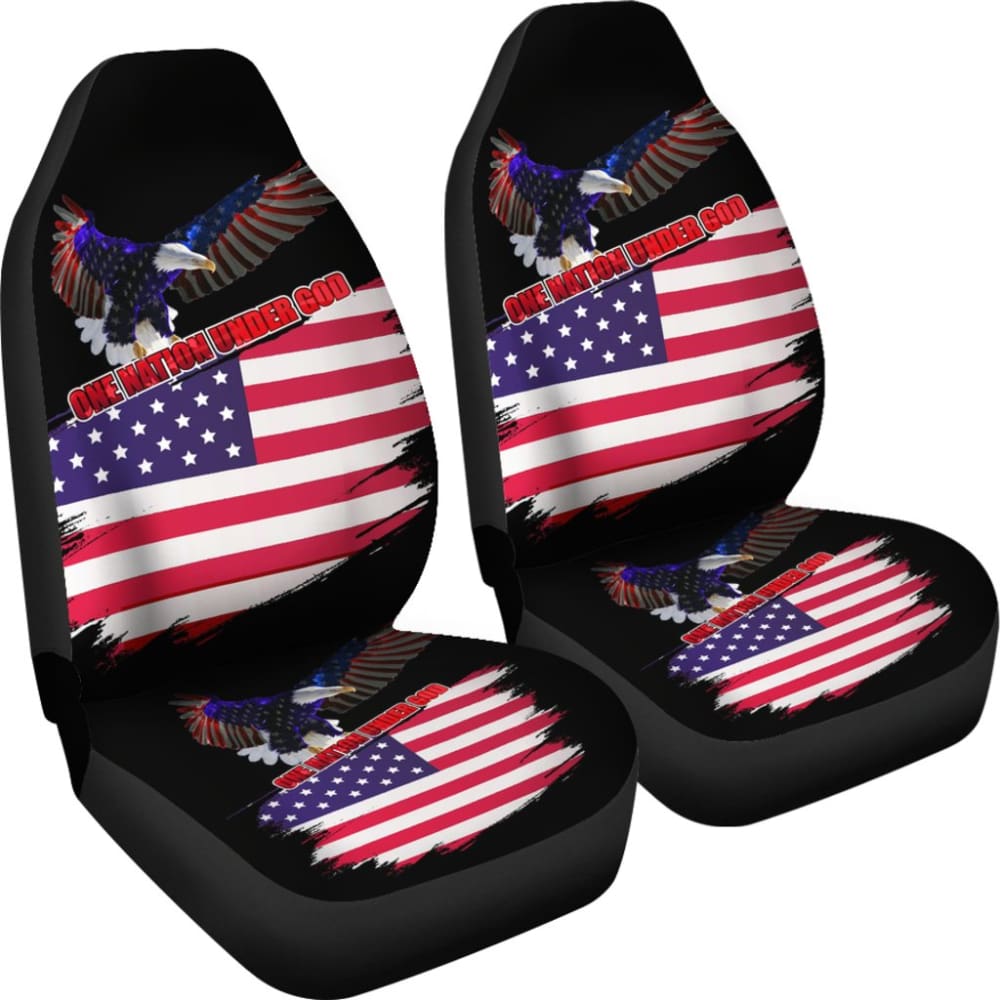 Custom American Flag Car Seat Covers - Patriotic 'One Nation Under God' Auto Accessories for Trucks & SUVs | Perfect for 4th of July, Veterans Day & Road Trips