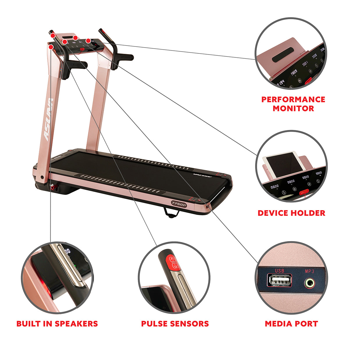 SpaceFlex Pink Foldable Treadmill with Auto Incline - Wide Running Deck for Home Gym, Cardio Workout & Small Spaces | Perfect for Apartment Fitness & Women's Home Exercise
