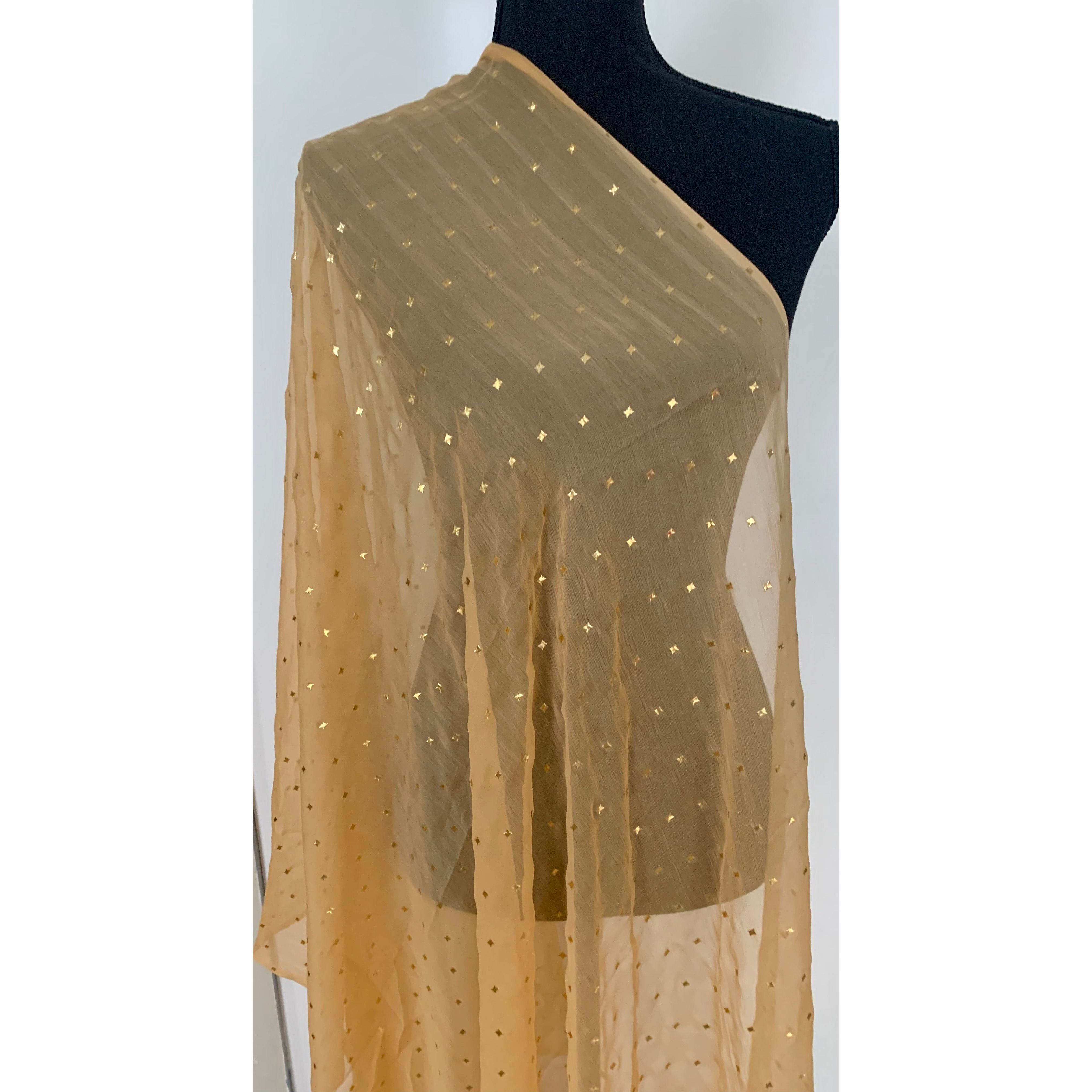 Elegant Gold Dupatta with Sparkling Stars - Perfect for Weddings, Parties & Festive Occasions