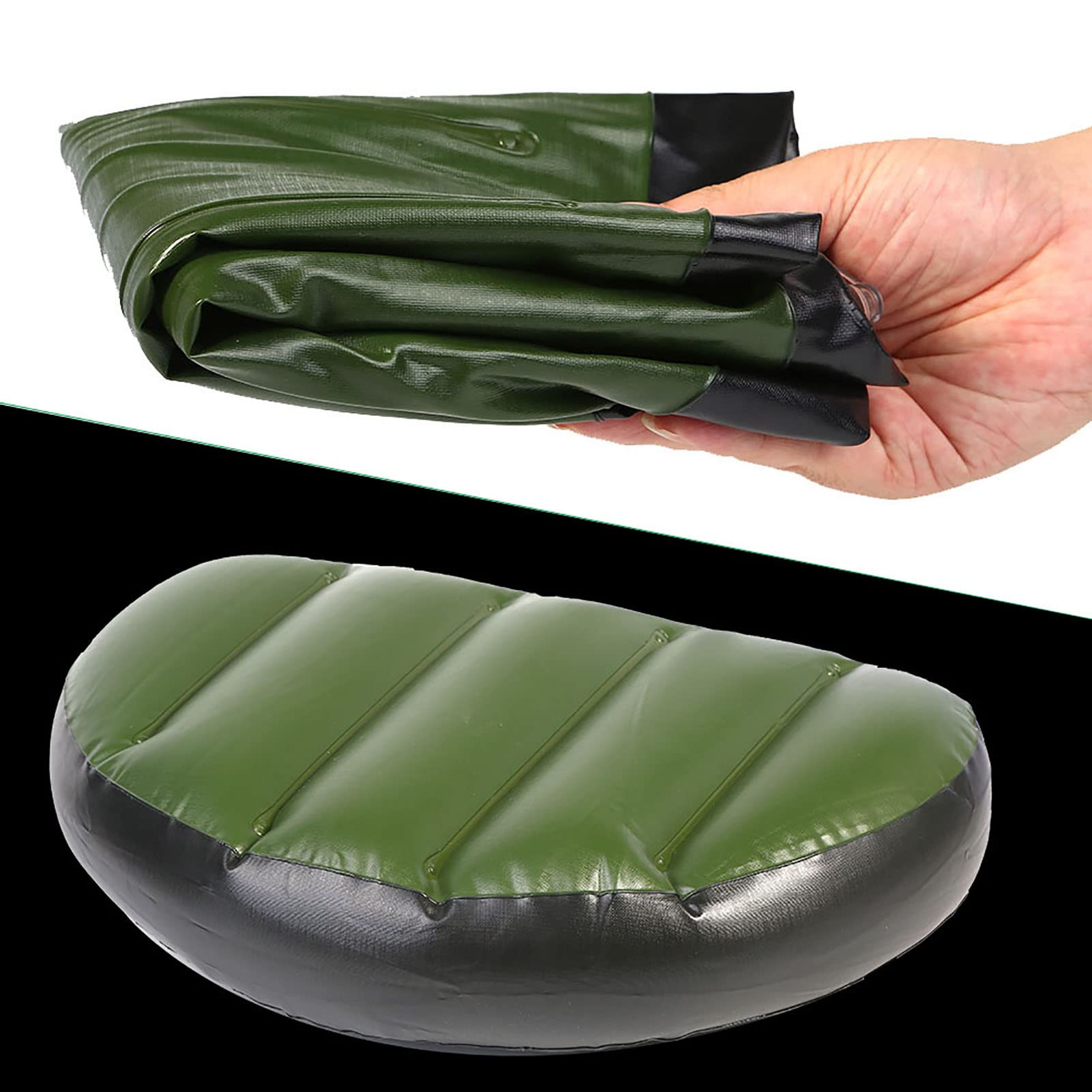 **Inflatable Boat Seat Cushion - PVC Fishing Boat Seat Pad, Green Waterproof Cushion for Kayak, Canoe, Outdoor Camping & Boating Comfort**