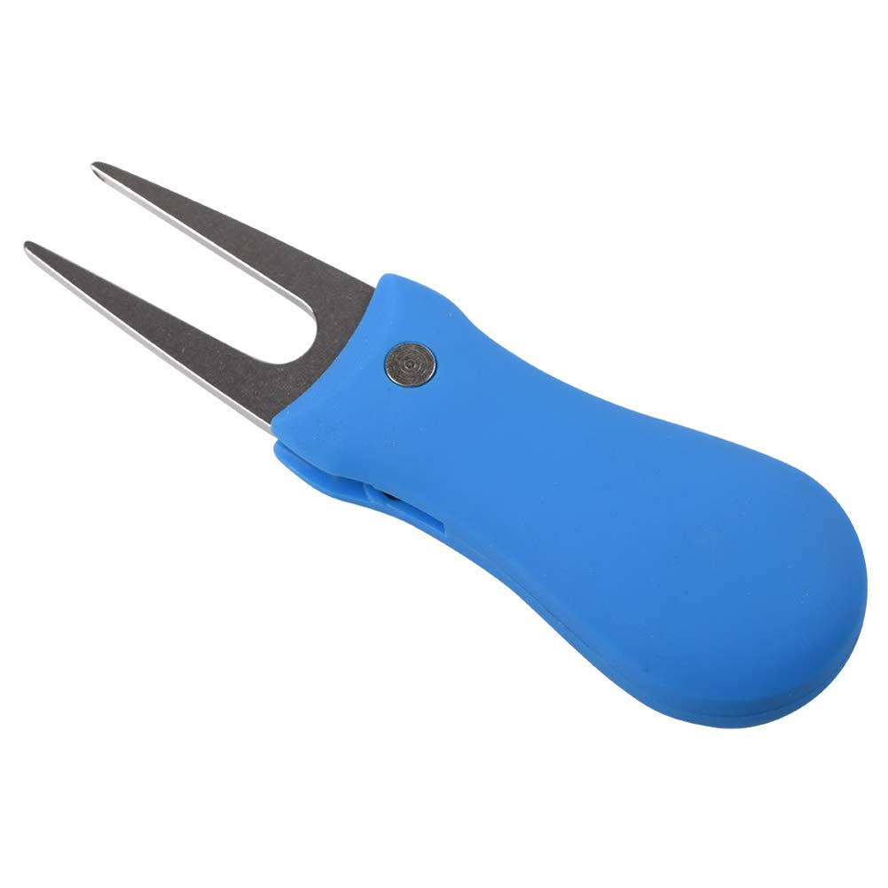 Premium Foldable Magnetic Golf Divot Repair Tool with Detachable Ball Marker - Stainless Steel Switchblade Design for Quick Greens Repair | Perfect Golf Accessories for Course Maintenance & Practice Sessions (Blue)