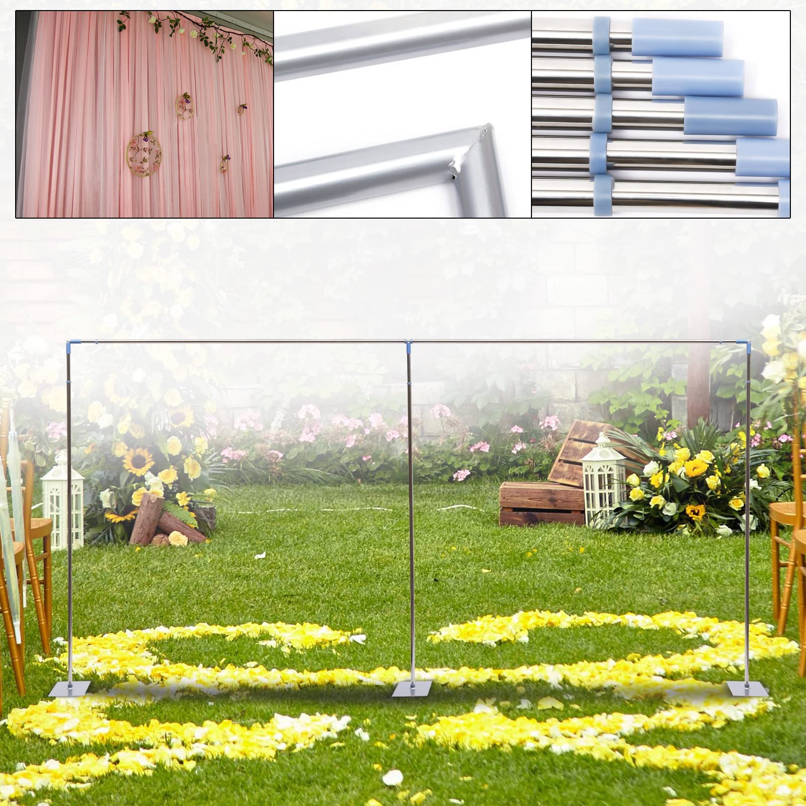 10x20ft Wedding Backdrop Stand Kit - Adjustable Telescopic Pipe Frame for Party Decorations, Curtains & Photo Booths | Perfect for Weddings, Birthdays & Events