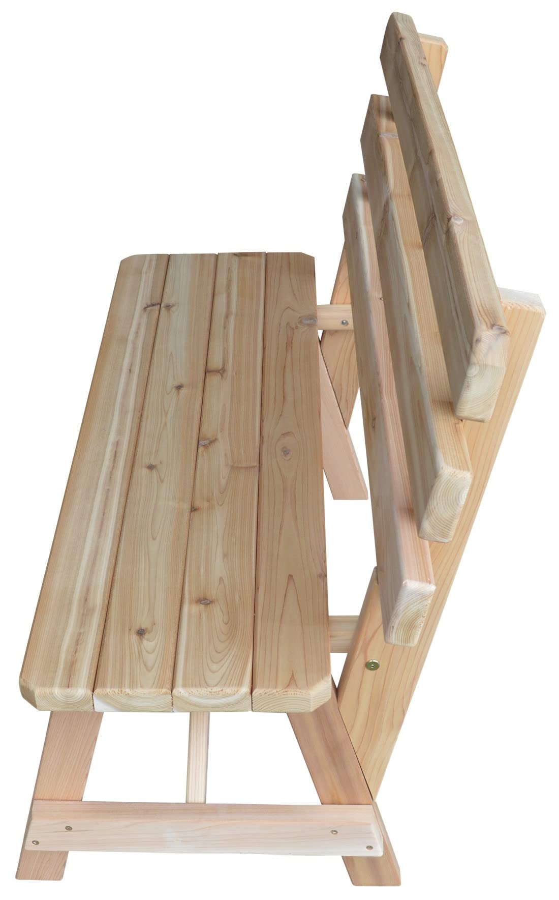 Furniture Barn USA 4ft Cedar Wood Traditional Backed Bench - Unfinished Solid Wood Garden Bench for Patio, Porch & Outdoor Decor