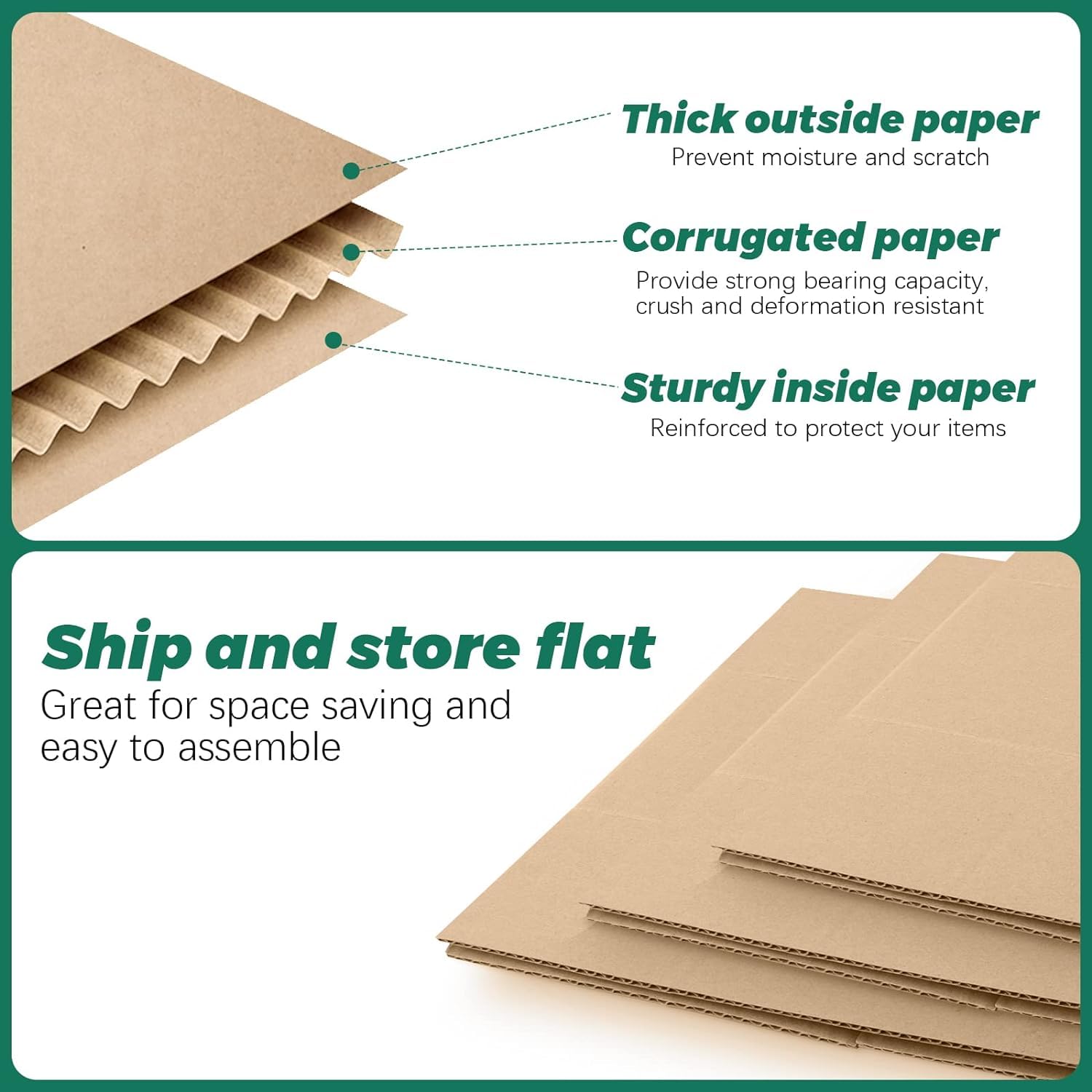 10x8x6 Inches Corrugated Cardboard Shipping Boxes - 25 Pack Kraft Moving & Mailing Boxes for Small Business | Perfect for E-commerce, Storage & Home Organization