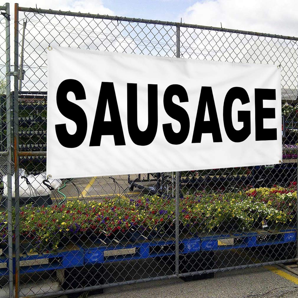Durable Vinyl Banner - 16x40 Inches with 4 Grommets | Weatherproof Outdoor Sign for Restaurants, Food Trucks & Industrial Use | Multiple Sizes Available - Perfect for Sausage Stands, Bars & Yard Advertising