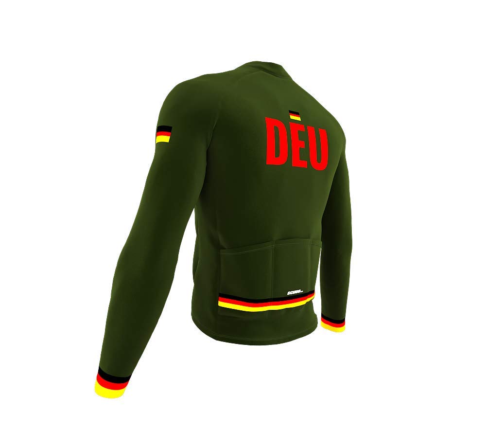 ScudoPro Pro Thermal Long Sleeve Cycling Jersey for Men - Winter Bike Riding Gear - Germany Country Code - Perfect for Cold Weather Cycling & Outdoor Sports
