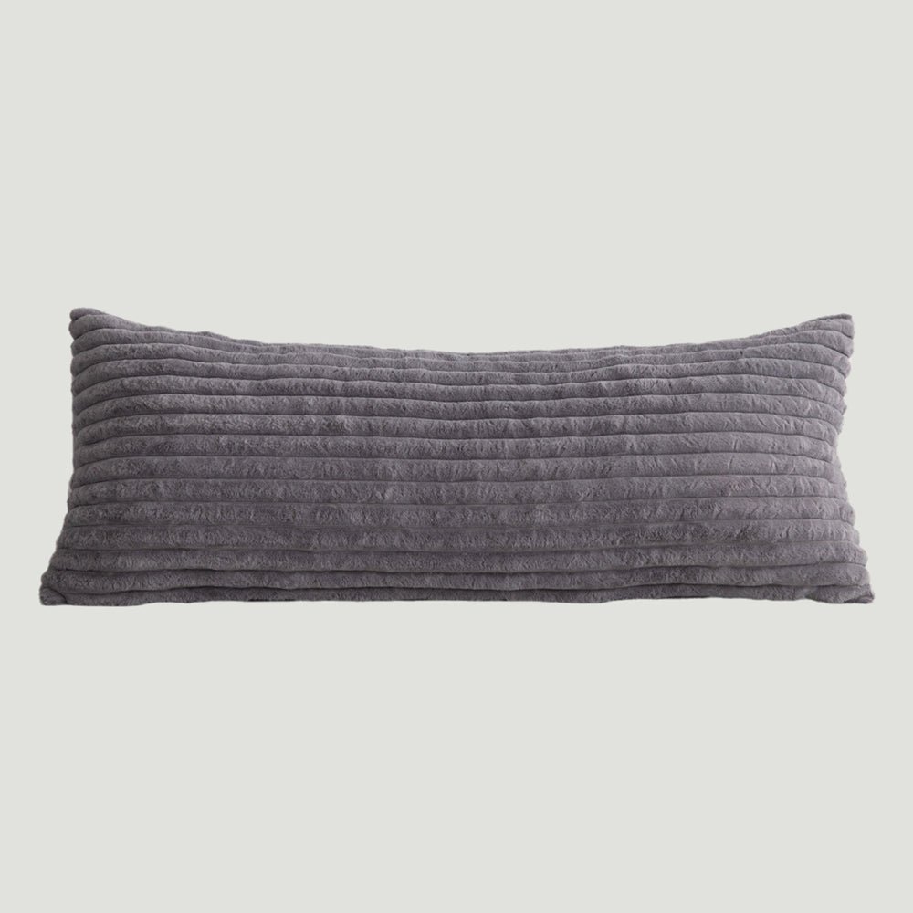 MAXYOYO Ultra Soft Striped Faux Fur Body Pillow for Adults - 20x54 Inch Grey Large Hugging Pillow - Perfect for Sleeping, Lounging & Pregnancy Support