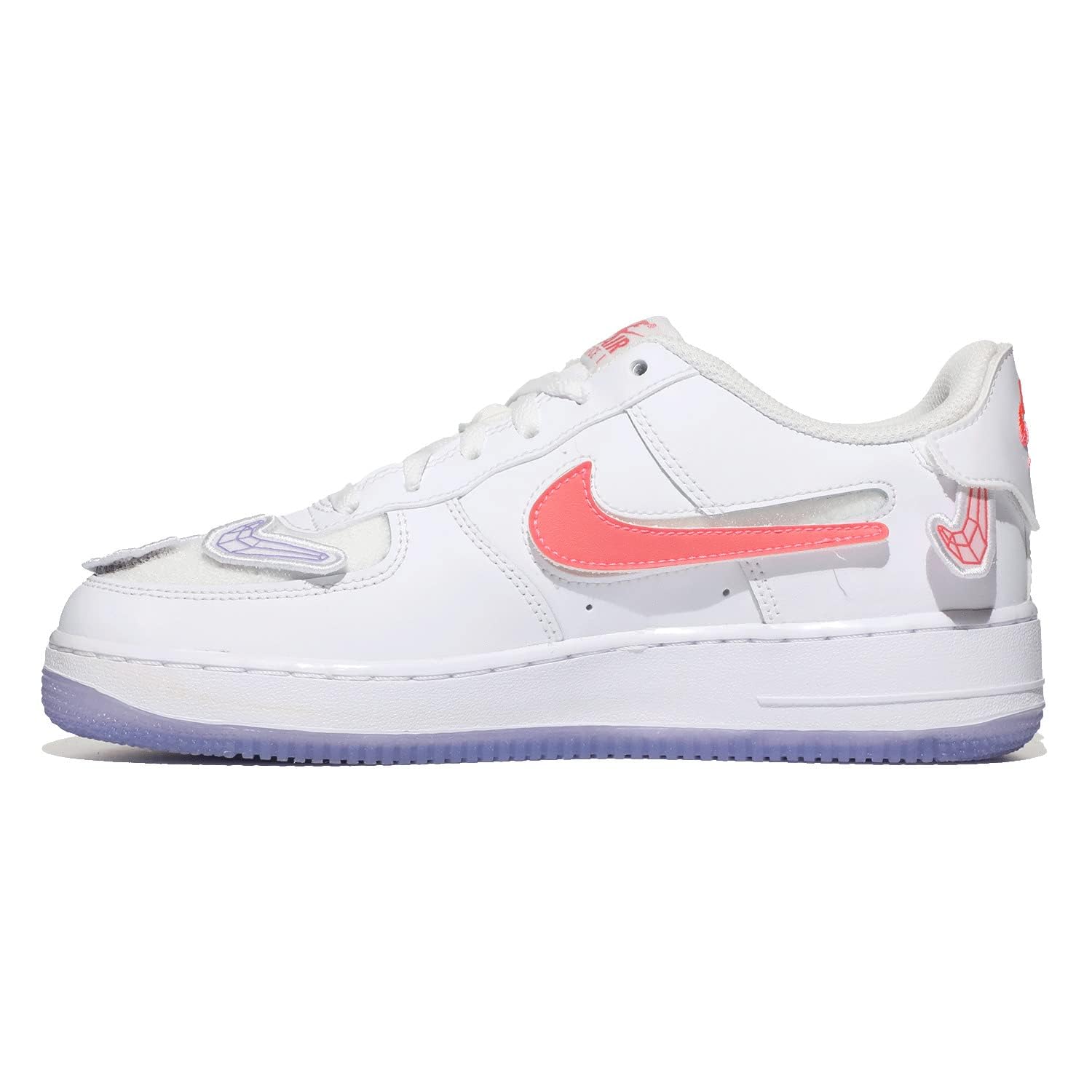 Nike Air Force 1 Low Grade School Sneakers with Removable Patches - White/Black DB1856-100 - Perfect for School, Sports & Casual Wear