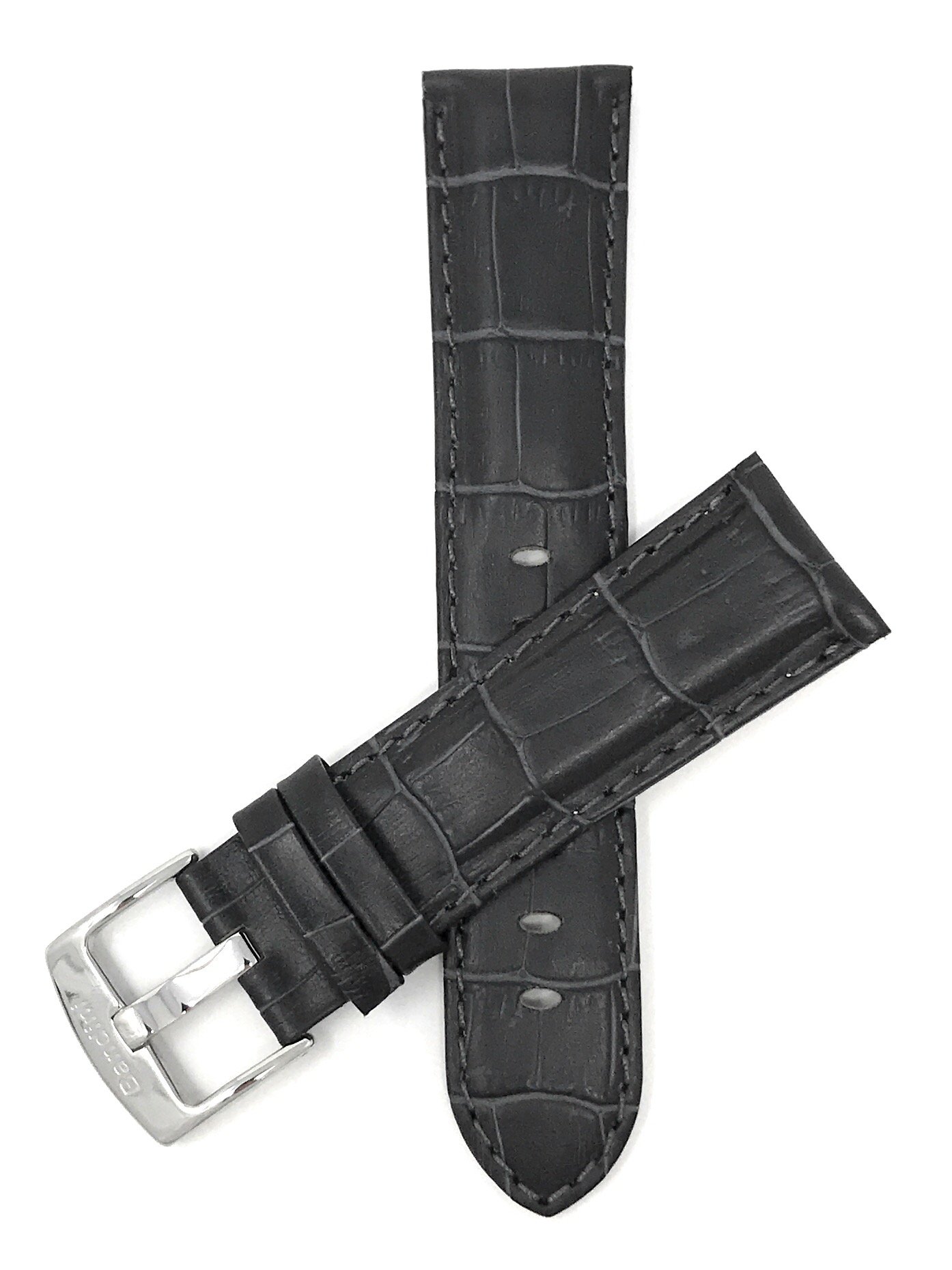 20mm Alligator Leather Watch Band for Men - Grey Replacement Strap for Classic & Smart Watches - Office & Casual Wear