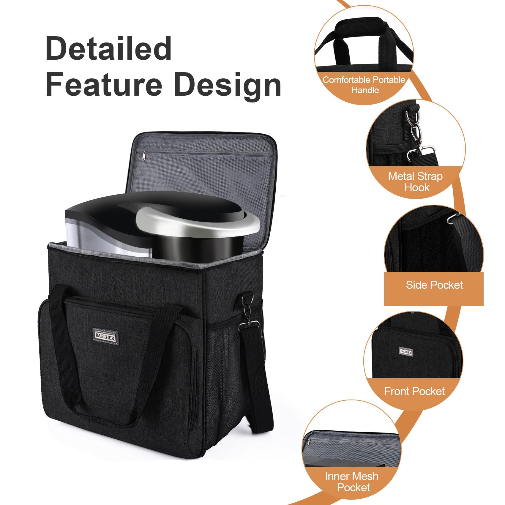 Portable Coffee Maker Travel Bag for Keurig K-Classic/K-Elite/K-Compact - Waterproof Carrying Case with Adjustable Shoulder Strap - Perfect for Camping, Office & Travel Accessories (Black)