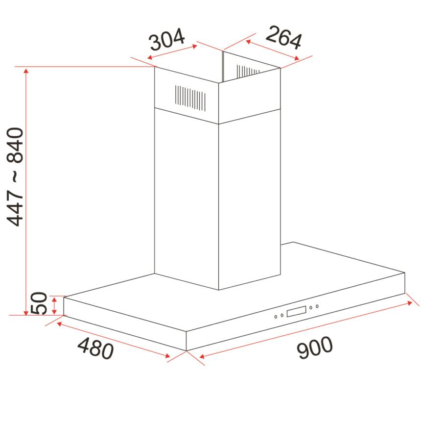 EF 90cm Stainless Steel Chimney Hood CK Fino SS with EFH 3762 TN VSB 78cm Built-in Gas Hob - Modern Kitchen Ventilation for Home Cooking & Professional Chefs