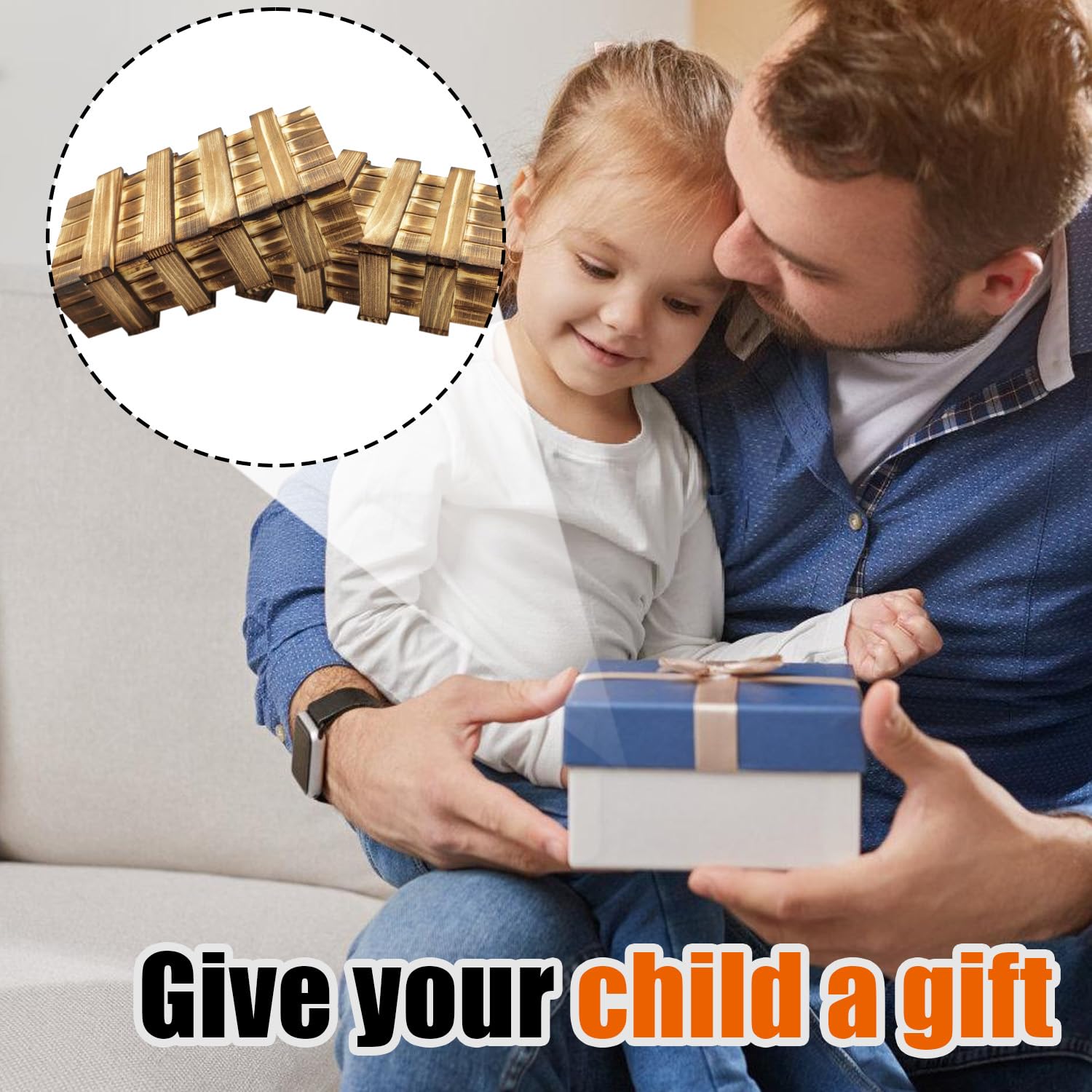 2PCS Wooden Secret Puzzle Box with 2 Hidden Compartments - Magic Brain Teaser Gift Box for Adults & Kids - Christmas Present, Educational Toy, Keepsake Box for Home Décor & Party Favors