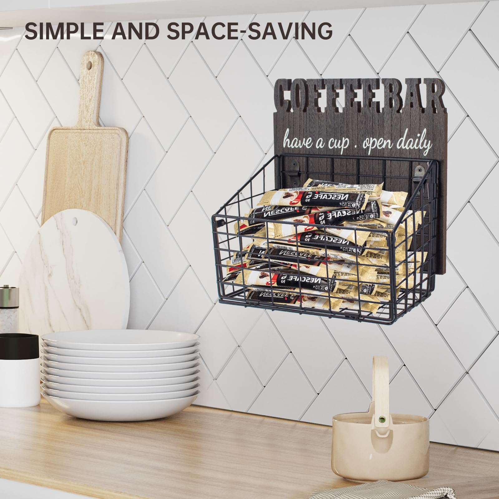 Large Coffee Pods Holder Organizer - Wall Mounted K Cup Storage Rack for Keurig & Espresso Machines - Perfect for Coffee Bar, Kitchen & Office Organization