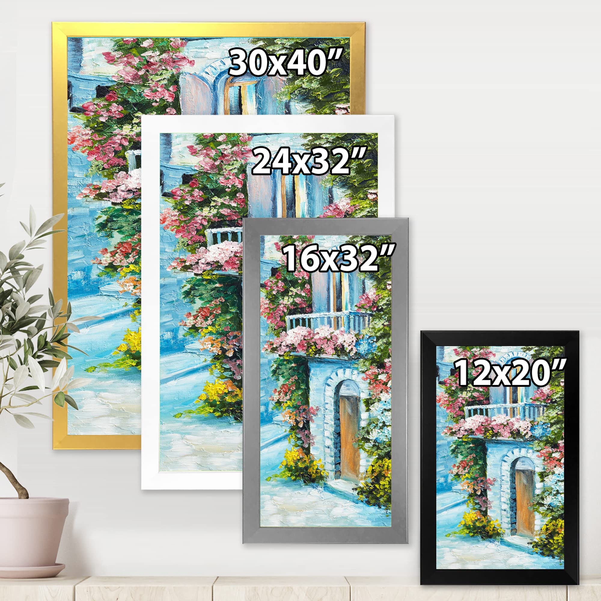 DesignQ Coastal Floral Framed Wall Art - Traditional Home Decor for Living Room, Bedroom & Office
