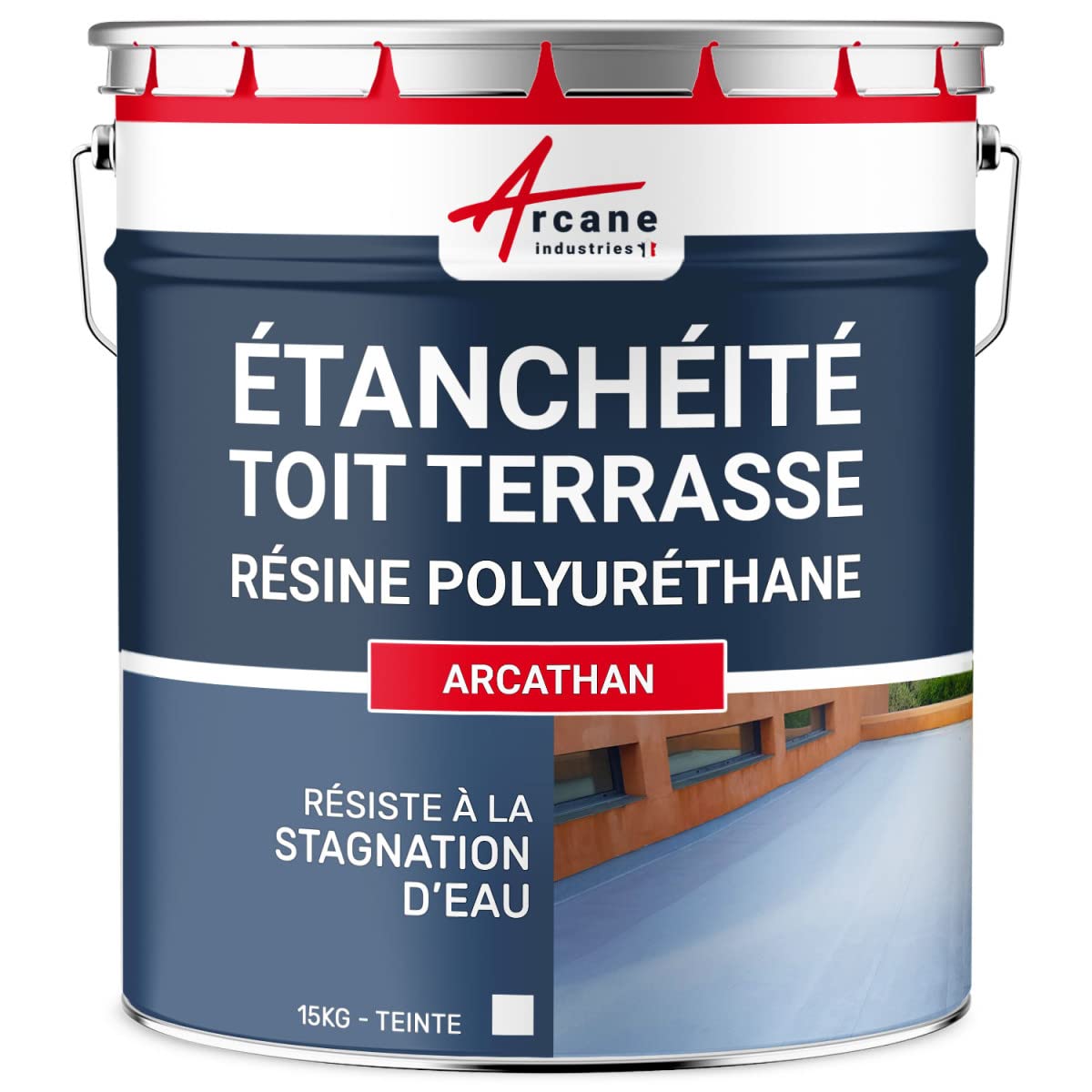 ARCATHAN Colored Polyurethane Roof Waterproofing Resin - 15 kg White - ARCANE INDUSTRIES | Durable Waterproof Coating for Flat Roofs, Terraces & Concrete Surfaces
