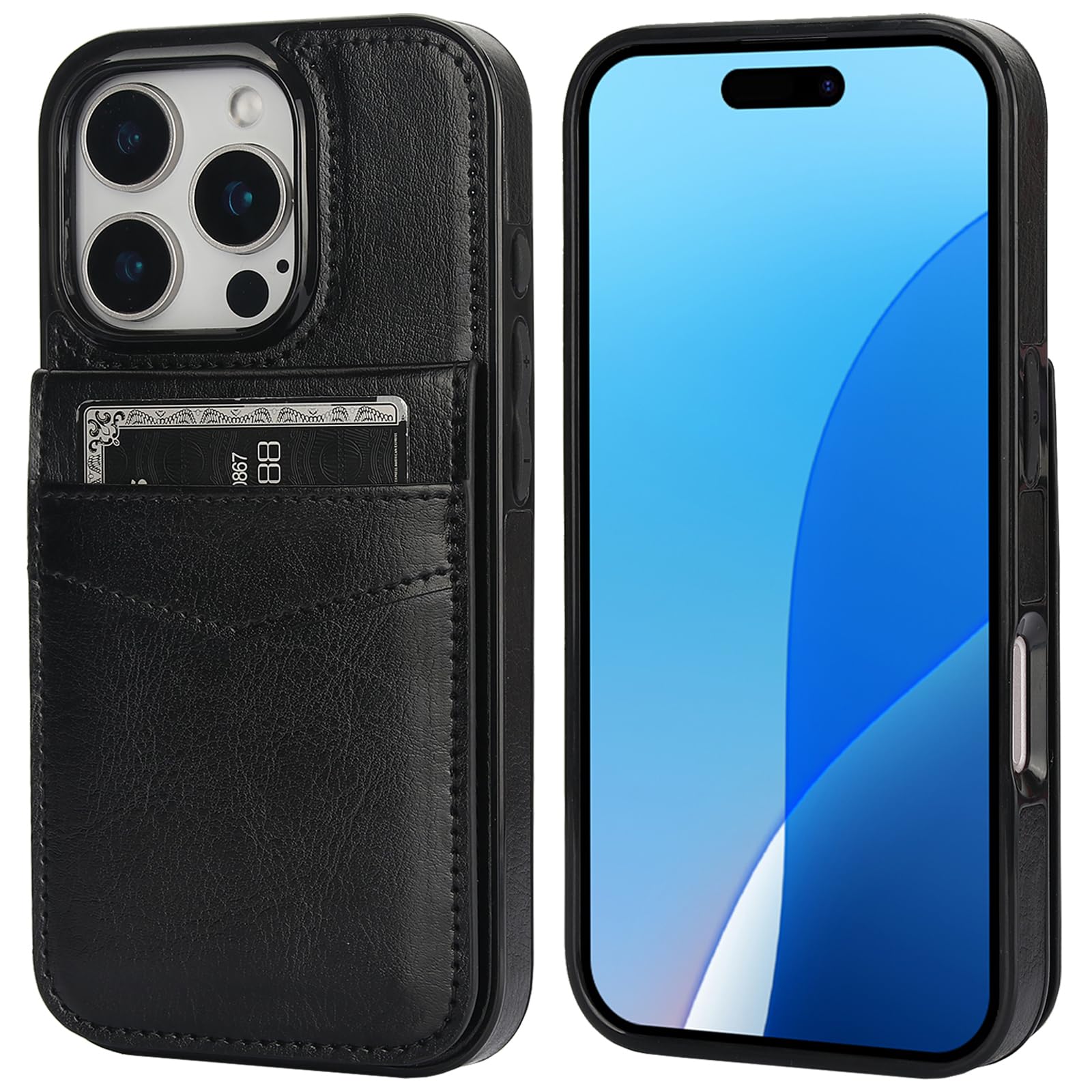Premium Leather Magnetic Wallet Case for iPhone 16 Pro (6.3