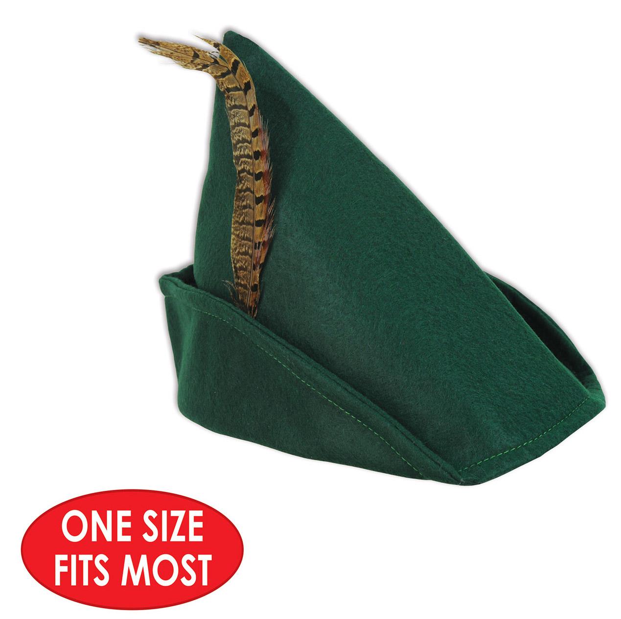 12 Pack Beistle Felt Robin Hood Hats for Costume Party, Halloween Dress Up, Medieval Festival & Renaissance Fair - Green Felt Hat with Feather for Adults & Kids