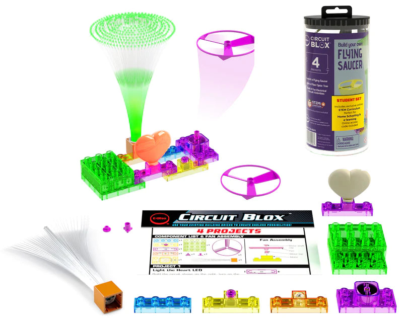 Circuit Blox™ BYO Flying Saucer 4 Project Student Set - STEM Learning Kit for Kids | Build & Learn Electronics at Home or School