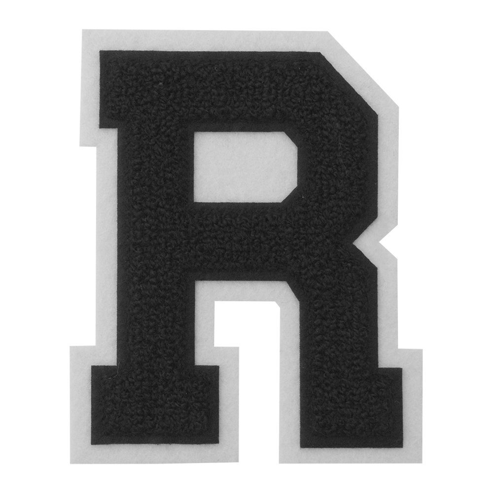 Black on White 4.5 Inch Chenille Varsity Letter Patch - Heat Seal & Sew On for Jackets, Bags, and DIY Crafts - Customizable Iron-On Applique for School Spirit & Sports Teams