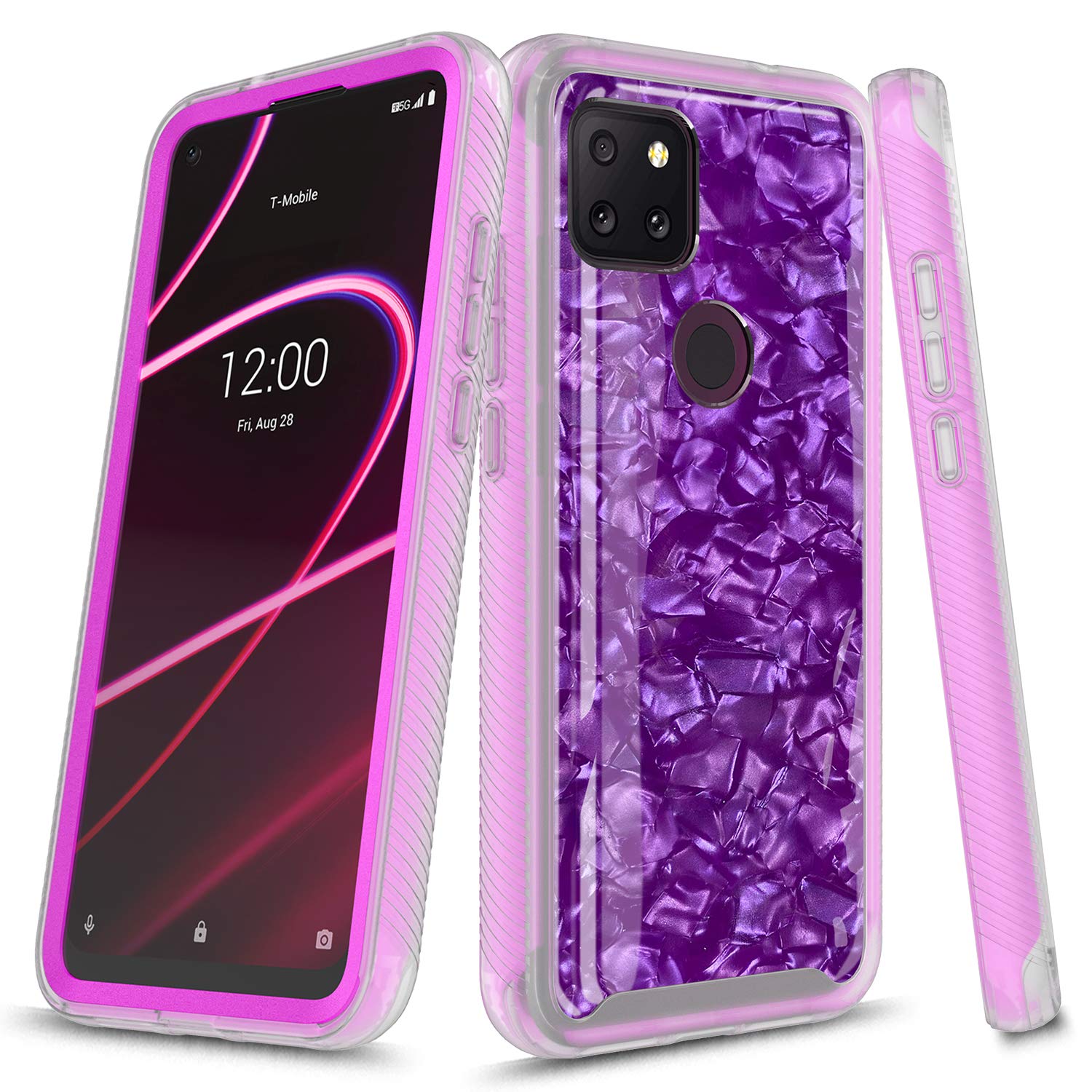 T-Mobile REVVL 5G Case - Shockproof Hybrid Bumper (Purple) for Outdoor Protection