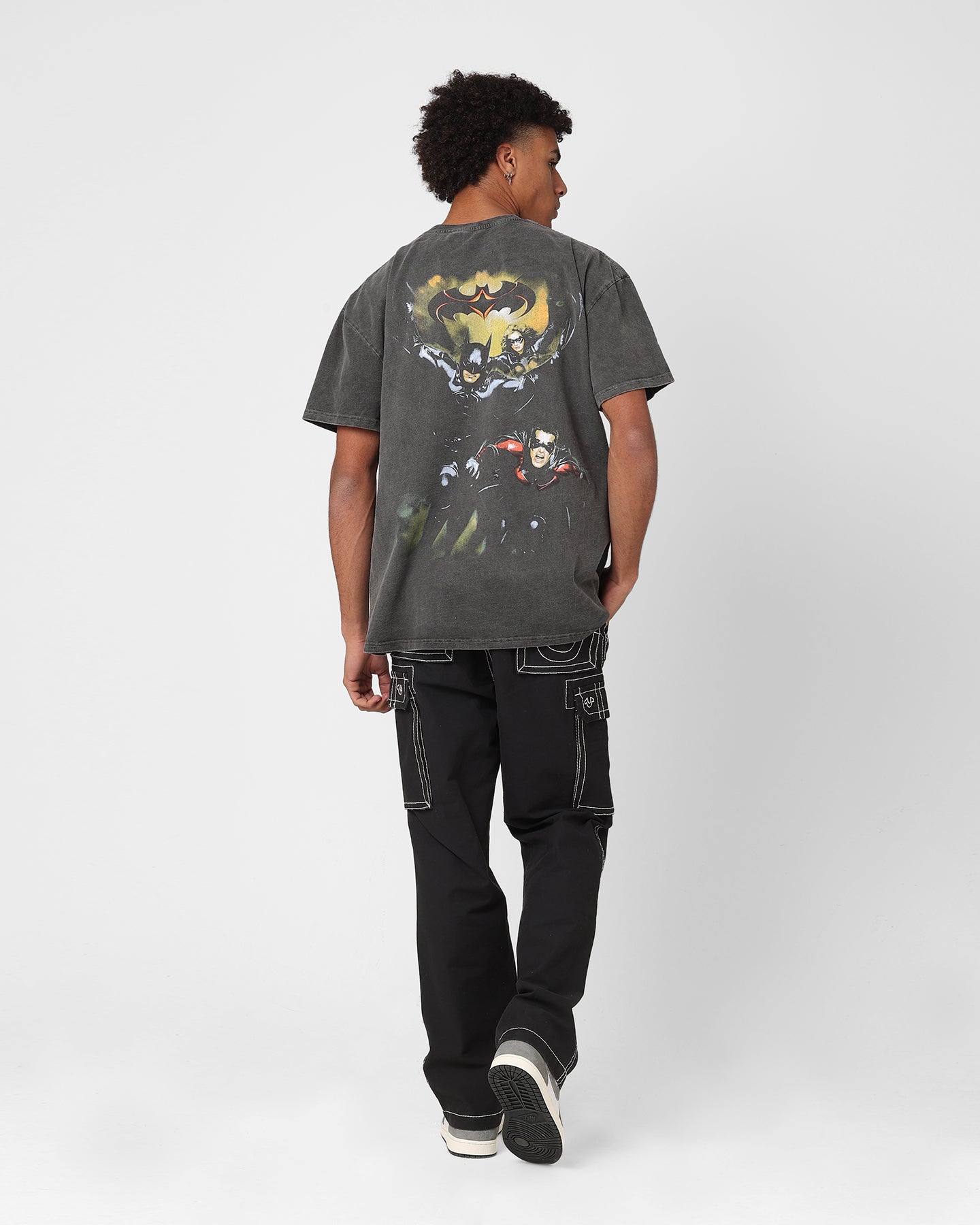 Vintage 1997 Batman & Robin Heavyweight T-Shirt - DC Comics Graphic Tee - Black Wash Distressed Style - Perfect for Cosplay, Comic Con & 90s Retro Fashion