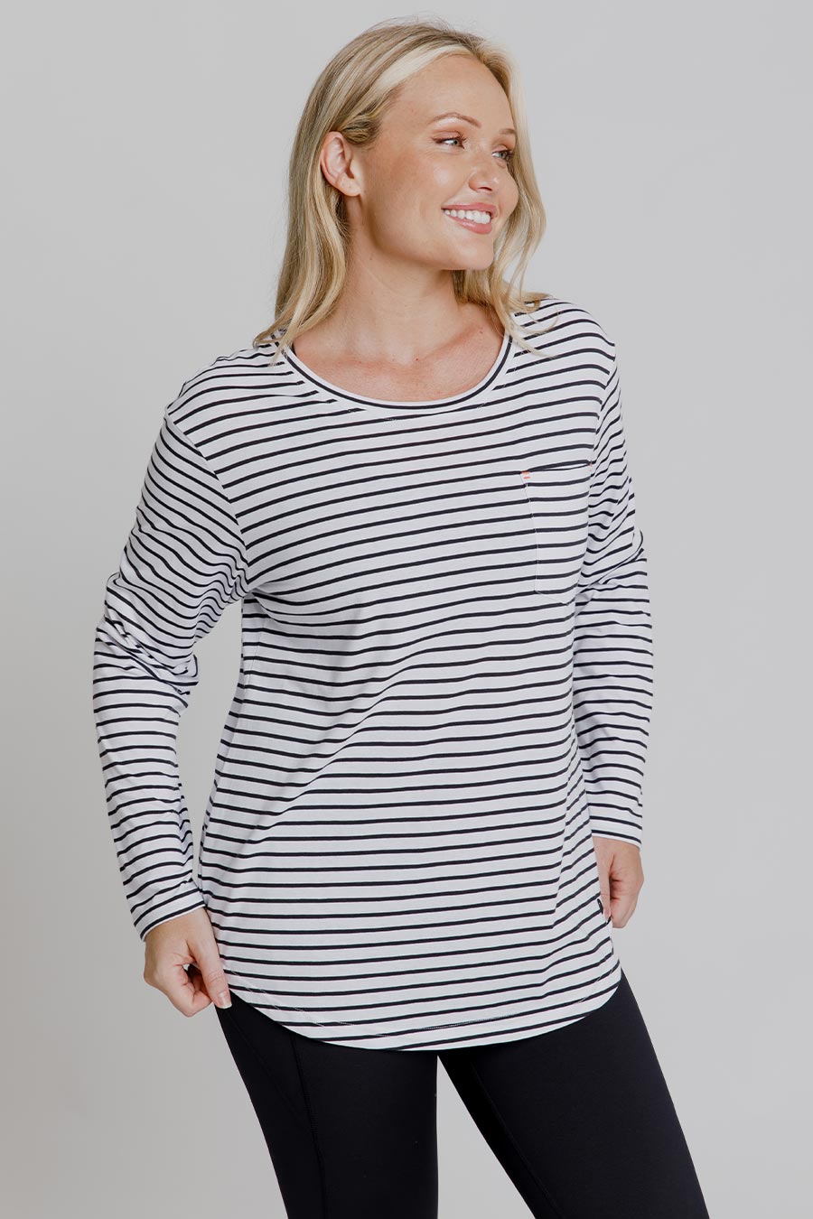 Stylish Black Stripe Long Sleeve Top for Women - Casual & Comfortable Lifestyle Shirt for Everyday Wear, Work, and Outings