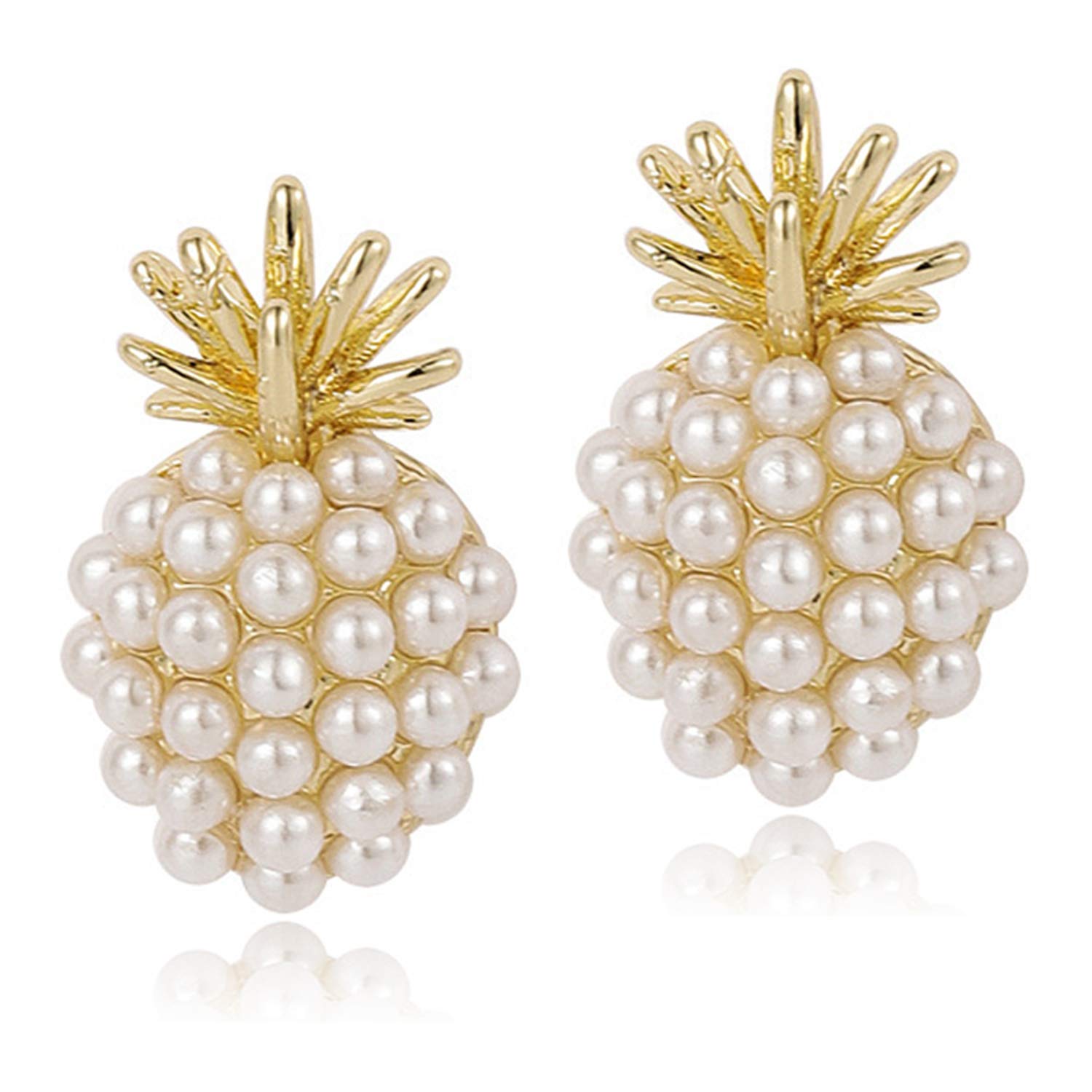 ANDPAI Unique Handmade Classic Imitation Pearl Pineapple Stud Dangle Earrings for Women - Fashion Jewelry Gift for Birthday, Party & Summer Outfits