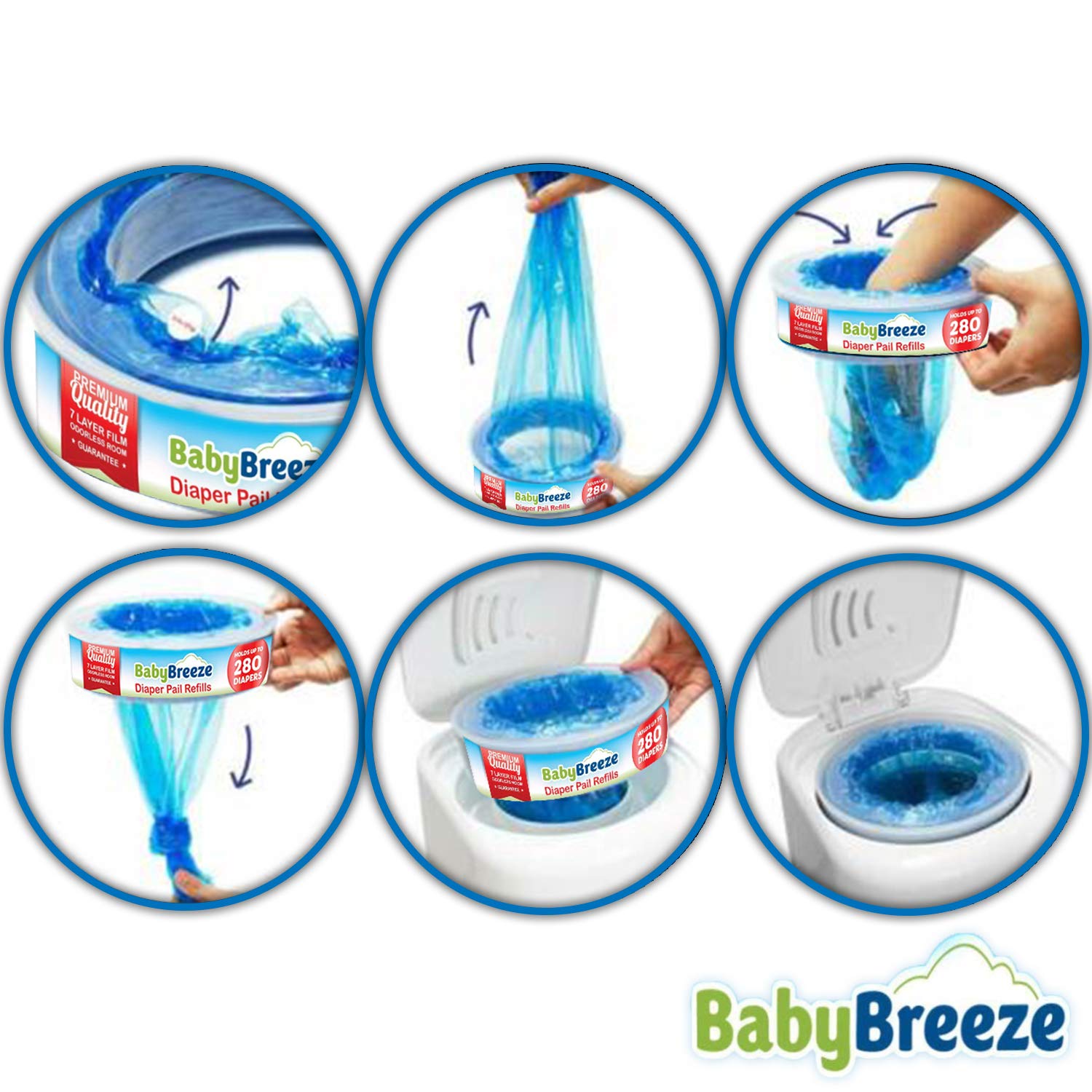 Playtex Diaper Genie Compatible Refill Bags - 2240 Count (8 Pack) | Odor Absorbing Baby Diaper Disposal Trash Bags | Perfect for Nursery, Daycare & Home Use