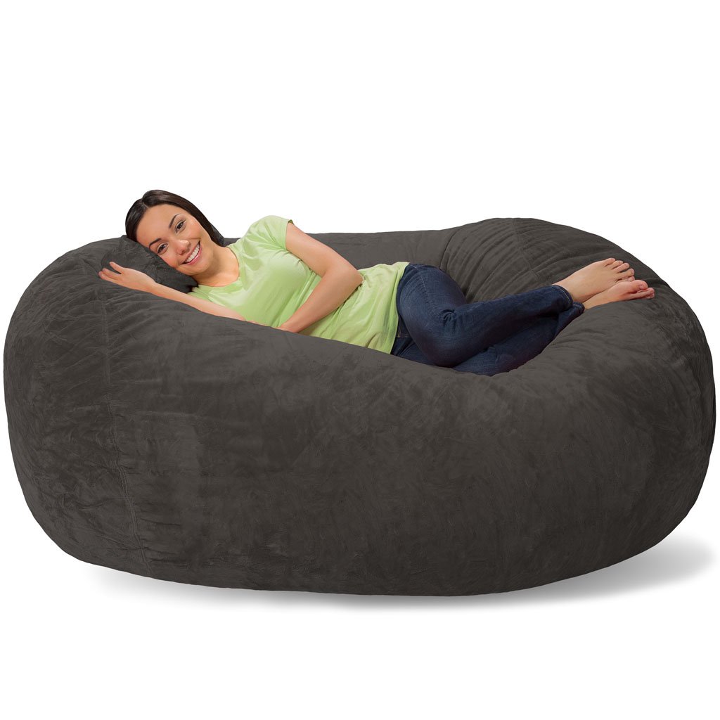Premium Memory Foam Bean Bag Chair - Ultra Soft Faux Fur Cover, Charcoal Gray - Perfect for Gaming, Lounging & Dorm Room Decor