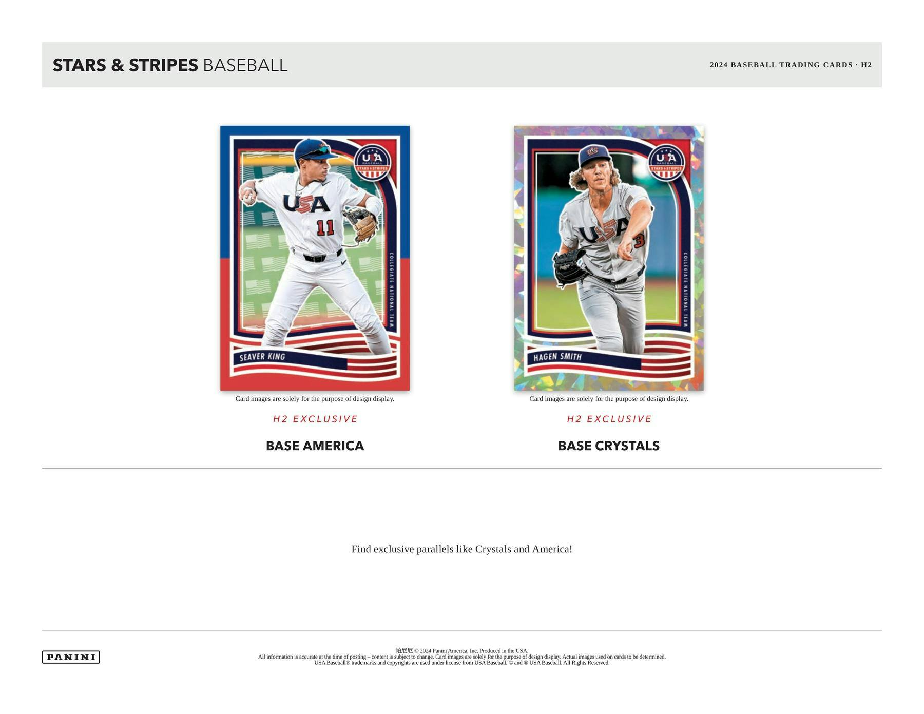 2024 Panini USA Stars & Stripes Baseball H2 Box - 24 Pack Trading Cards Collection with Rookie Cards & Autographs | Perfect for Collectors, Gift Giving & Fantasy Baseball Leagues