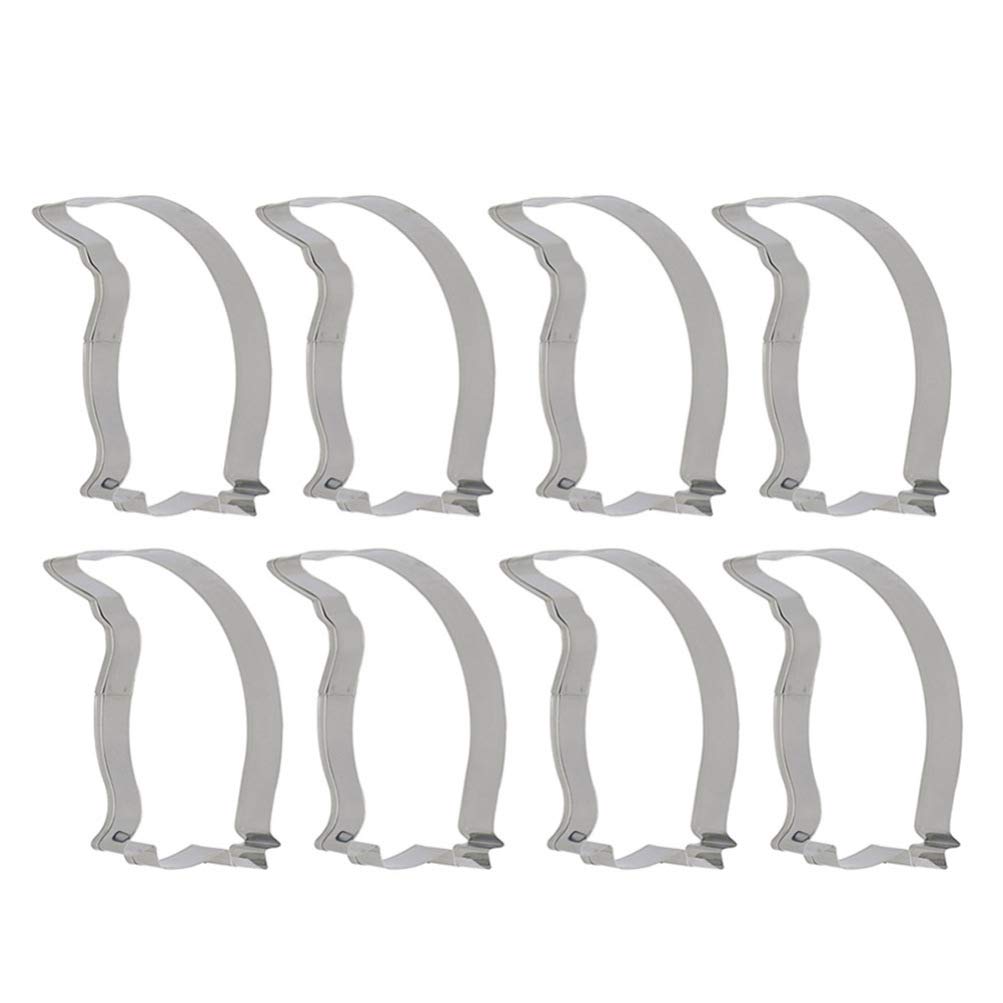 UPKOCH 8-Piece Stainless Steel Penguin Cookie Cutters Set - Fondant, Biscuit & Dessert Molds for Baking, Cake Decorating, Fruit Cutting - Ideal for Home, Hotel, Restaurant & Commercial Kitchen Use (Silver)