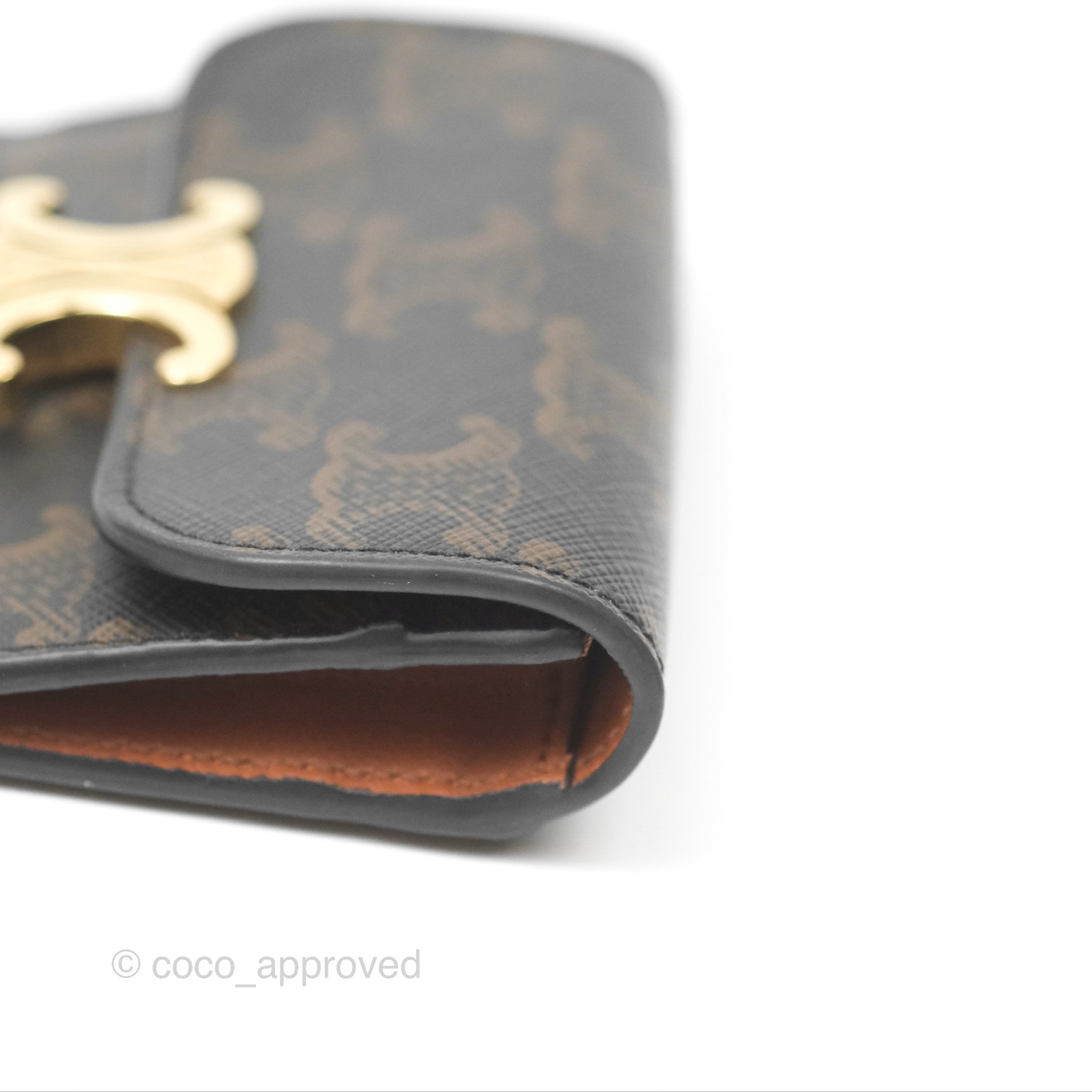 Celine Triomphe Flap Card Holder - Genuine Triomphe Canvas in Tan | Luxury Compact Wallet for Everyday Use & Travel