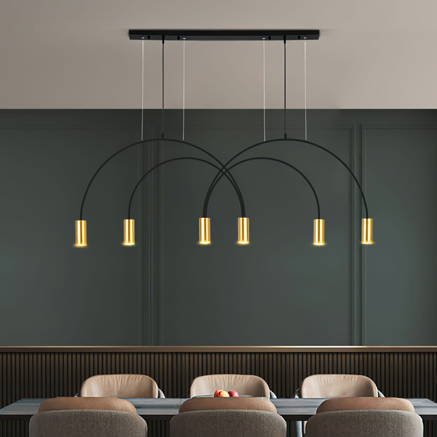 Modern Arcs Pendant Light - Adjustable Hanging Chandelier for Kitchen Island, Dining Room, and Living Room Decor - Sleek Minimalist Design with Dimmable LED Lighting