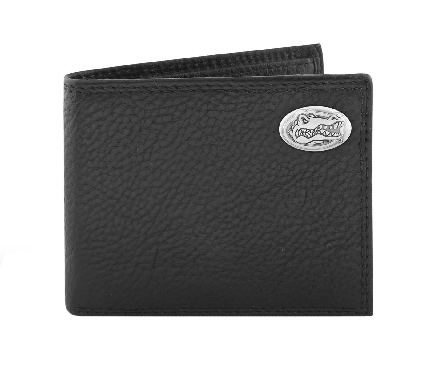 ZEP-PRO NCAA Florida Gators Genuine Pebble Grain Leather Bifold Wallet with Concho - Perfect for Gameday, Tailgating & College Football Fan Gifts