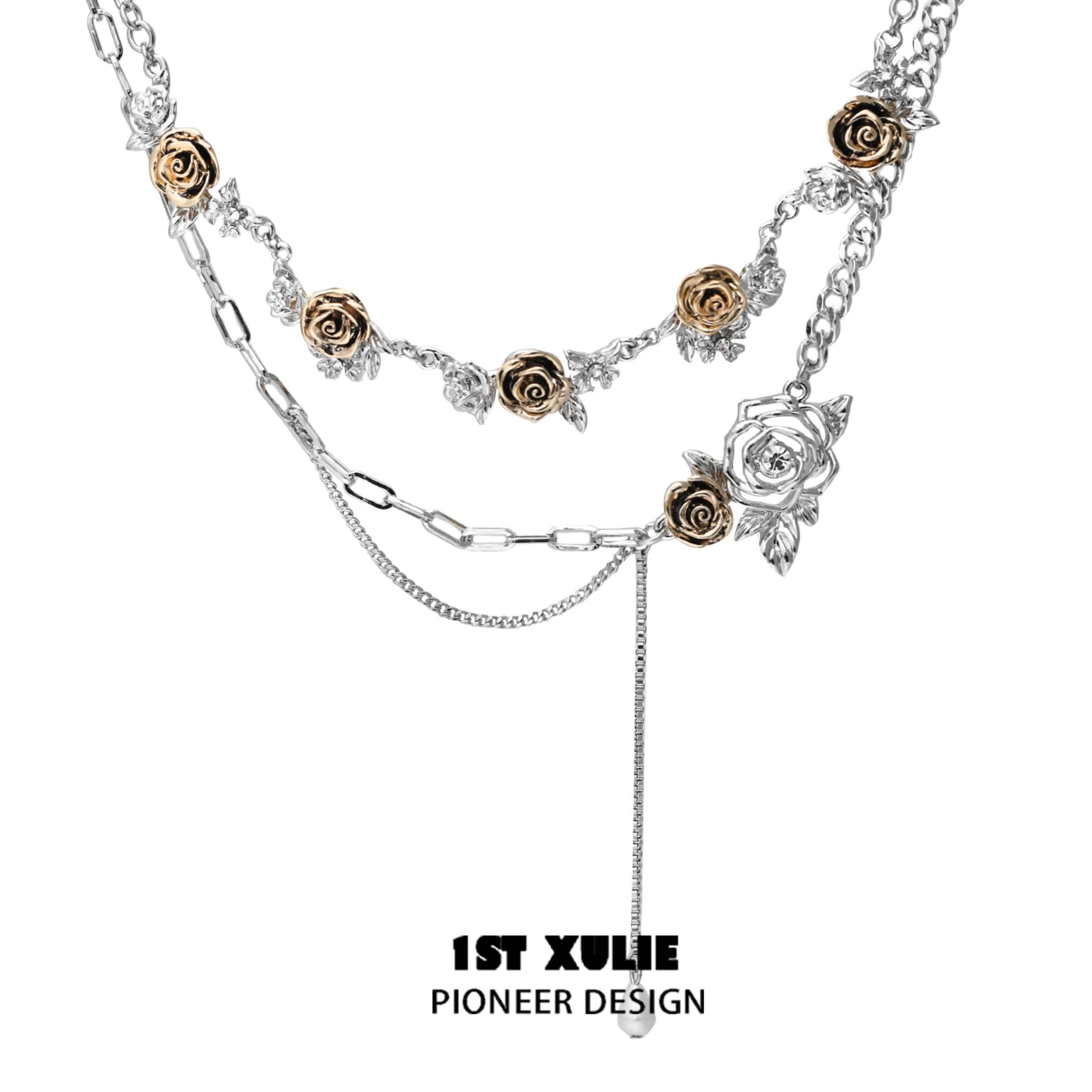 Golden Rose Double Layered Necklace - Elegant 14K Gold Plated Rose Pendant Necklace for Women | Perfect for Valentine's Day, Anniversary, Birthday Gifts & Everyday Wear