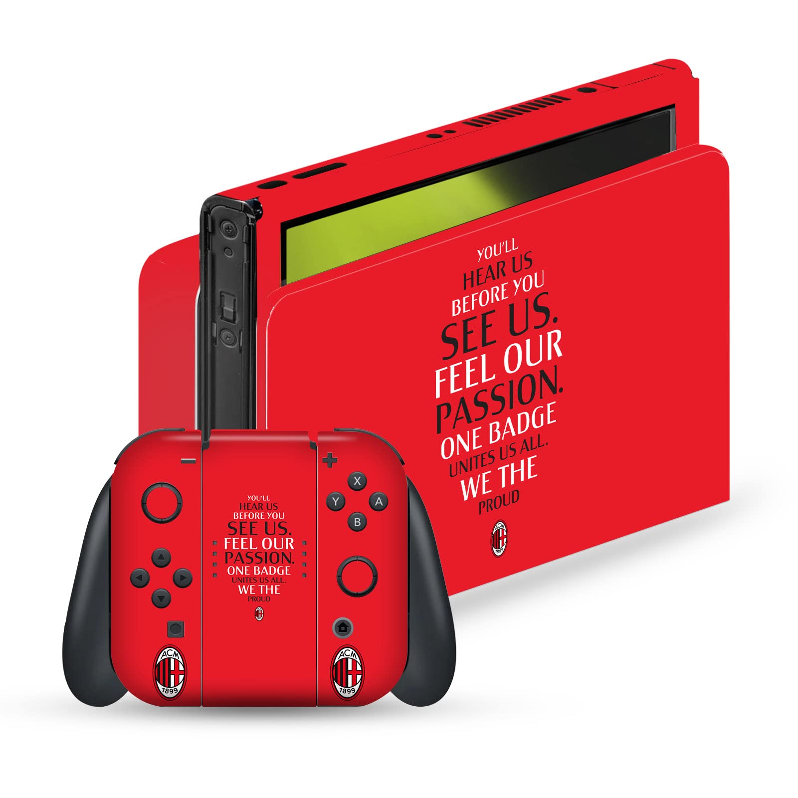 Official AC Milan Typography Art Matte Vinyl Skin Sticker Decal Compatible with Nintendo Switch OLED Bundle - Perfect for Gaming, Customization & Fan Showcase