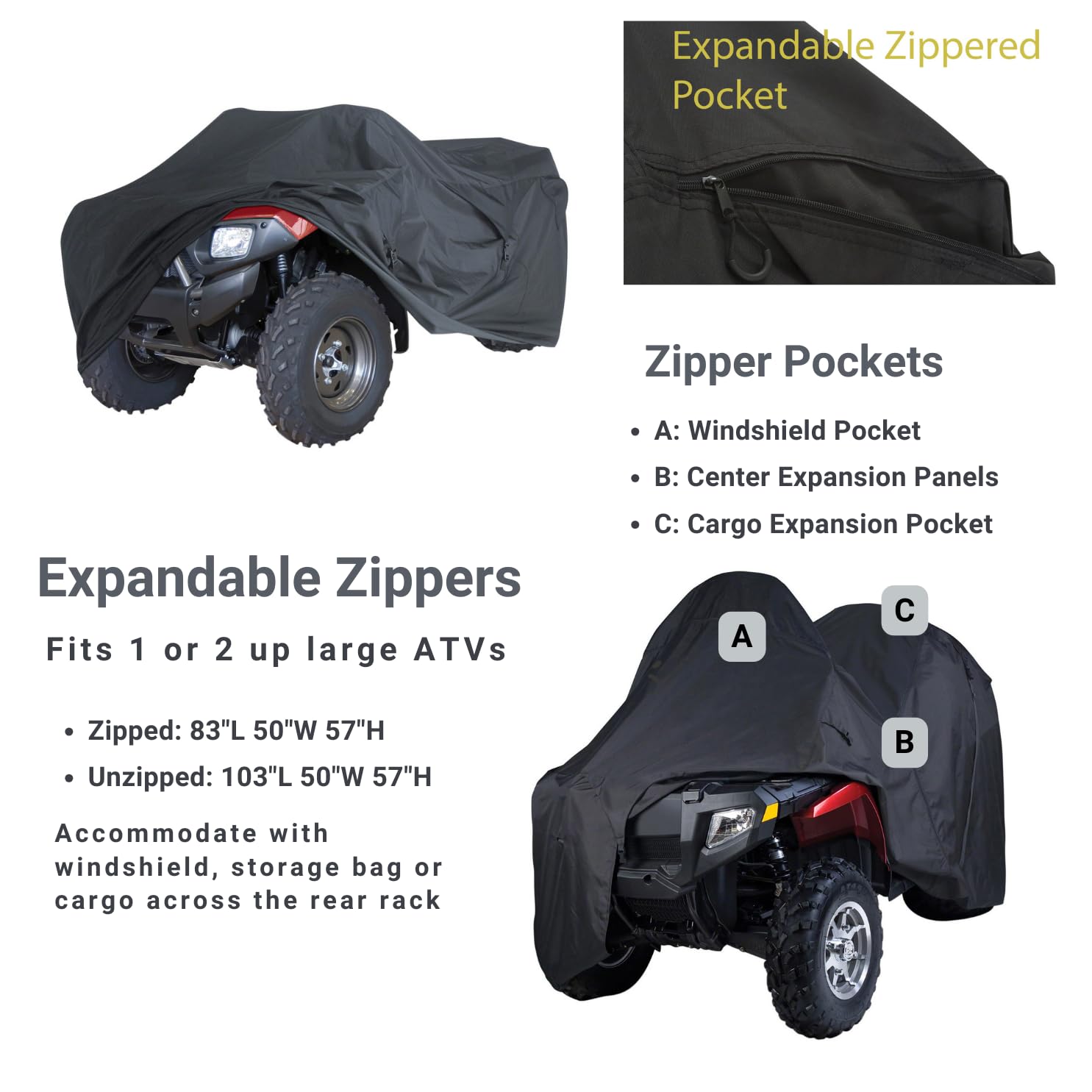 Heavy Duty Waterproof ATV Cover - Universal Fit for 83