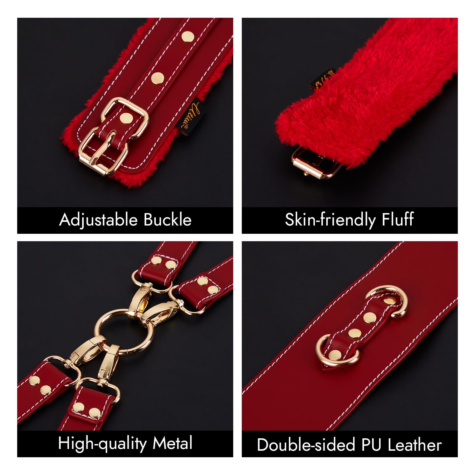 Premium BDSM Bondage Kit - 6-Piece Adjustable Restraint Set with Handcuffs, Ankle Cuffs, Thigh Cuffs, Blindfold & Waist Strap for Couples | Sensual Adult Toys for Spicing Up Bedroom Play & Roleplay Scenarios