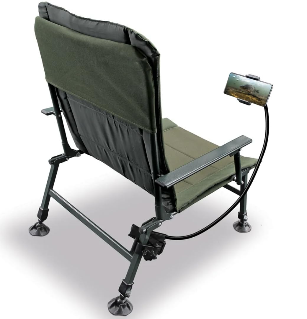 NGT Universal Phone Holder with Chair Mount & Flexible Arm - Boat, Car, Office, Home Use - Compatible with All Smartphones