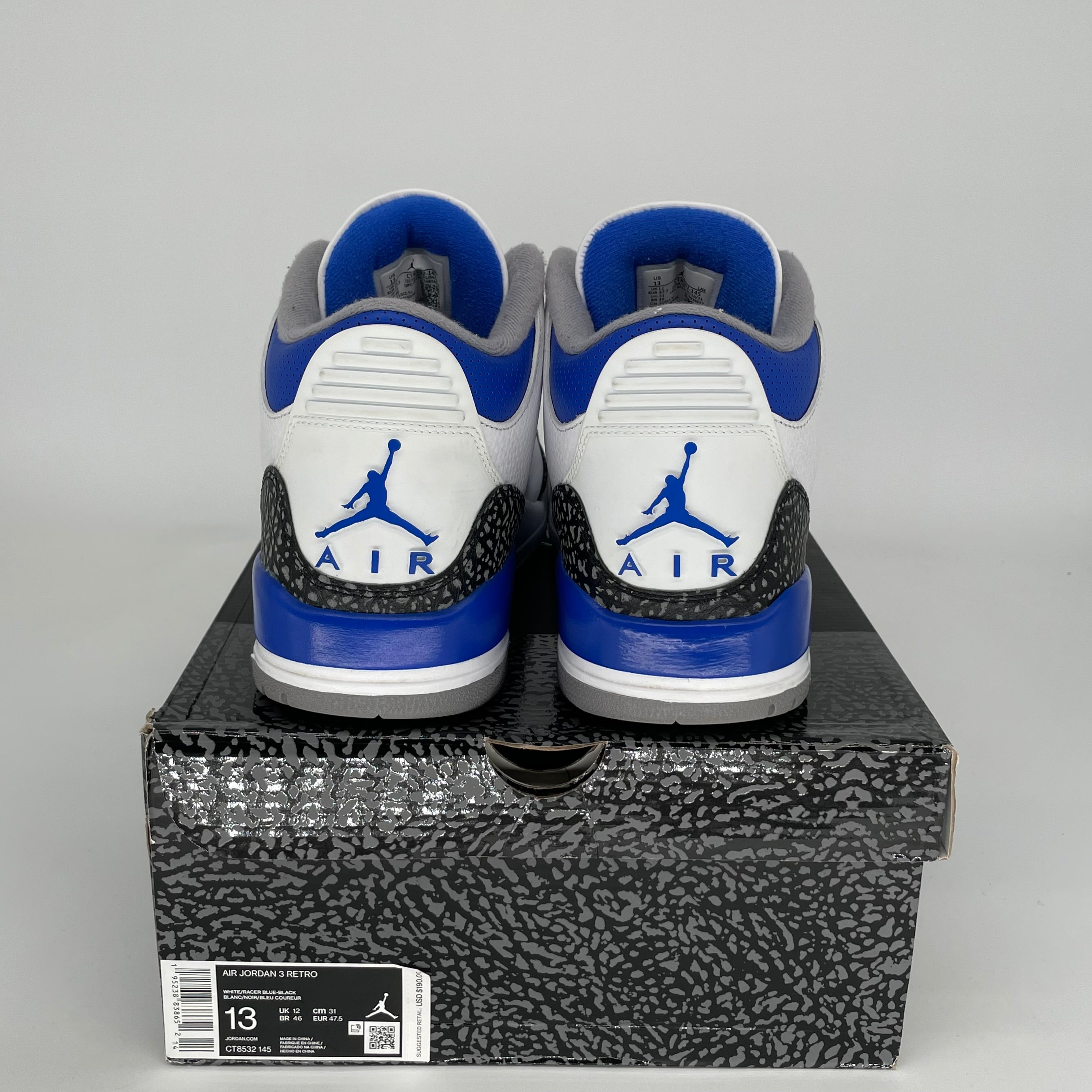 AIR JORDAN 3 RACER BLUE Men's Basketball Shoes Size 13 - Official Retro Sneakers CT8532-145 for Running, Gym & Streetwear Fashion
