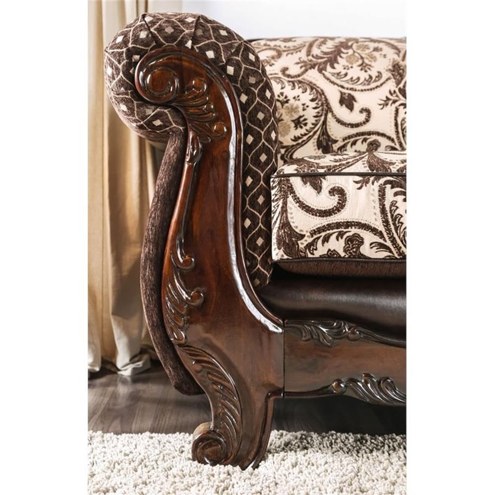 Furniture of America Modern Sofa Set - Light & Dark Brown Leather Couches for Living Room | Comfortable Sectional Sofa for Home, Office & Lounge