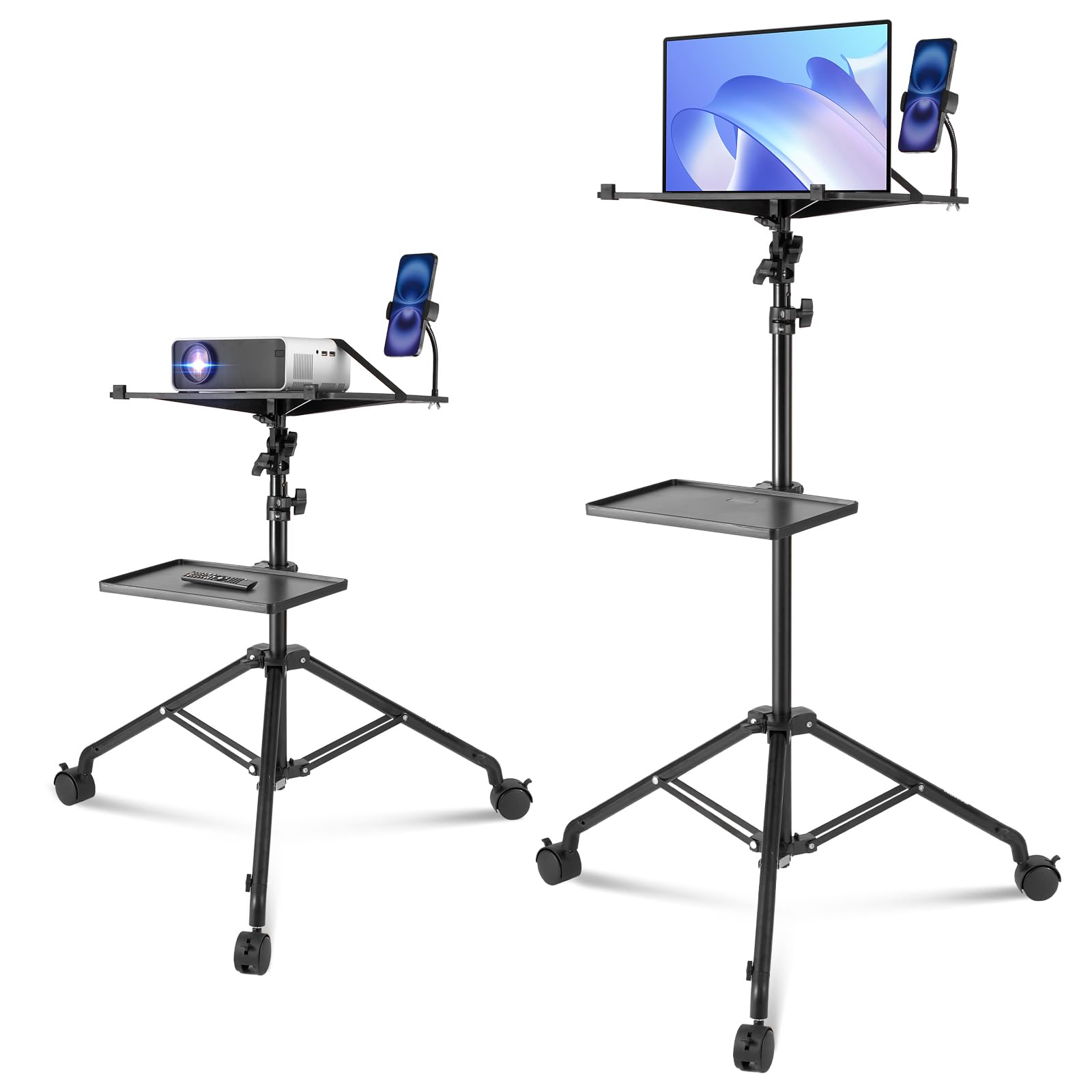 VEVOR Adjustable Projector Stand with Wheels & 2 Trays - 31.3