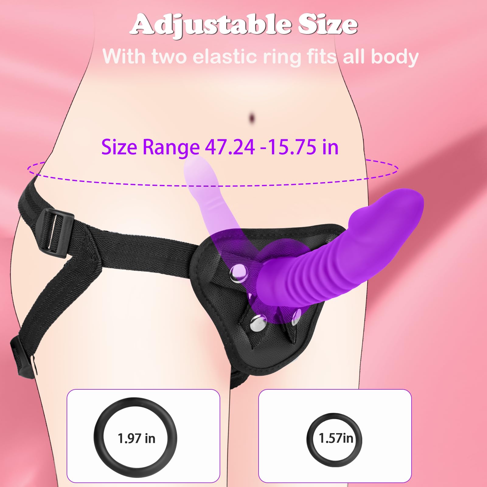 Double-Sided Silicone Strap-On Dildo for Women & Couples - Adjustable Strapless Pegging Toy with G-Spot & P-Spot Stimulation - Perfect for Lesbian Play, Role Reversal & BDSM Scenes