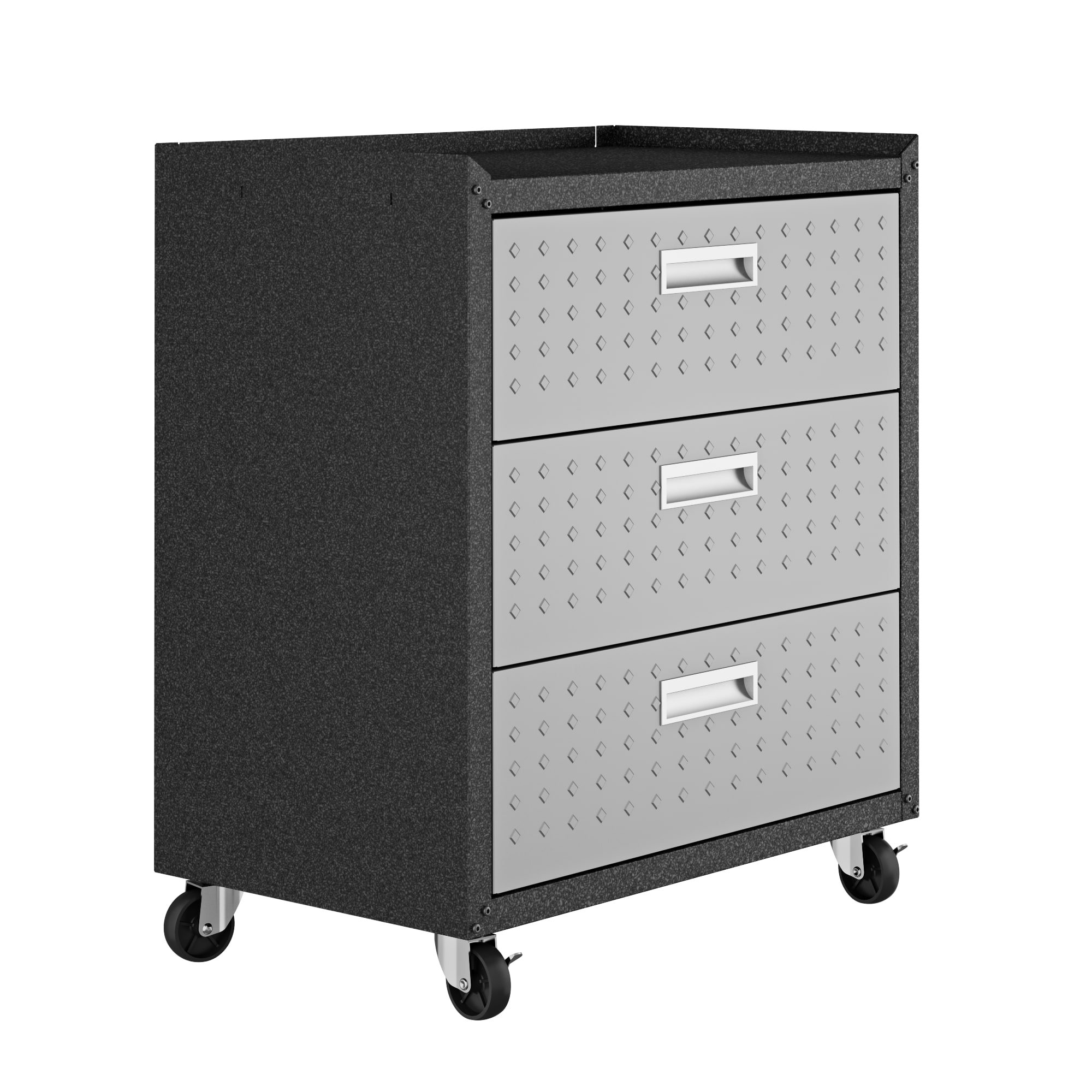 Manhattan Comfort Fortress Collection Durable Mobile Garage Chest - Heavy-Duty Storage for Tools & Supplies, Dark Charcoal Gray/Silver - Perfect for Workshop, Garage & Home Organization