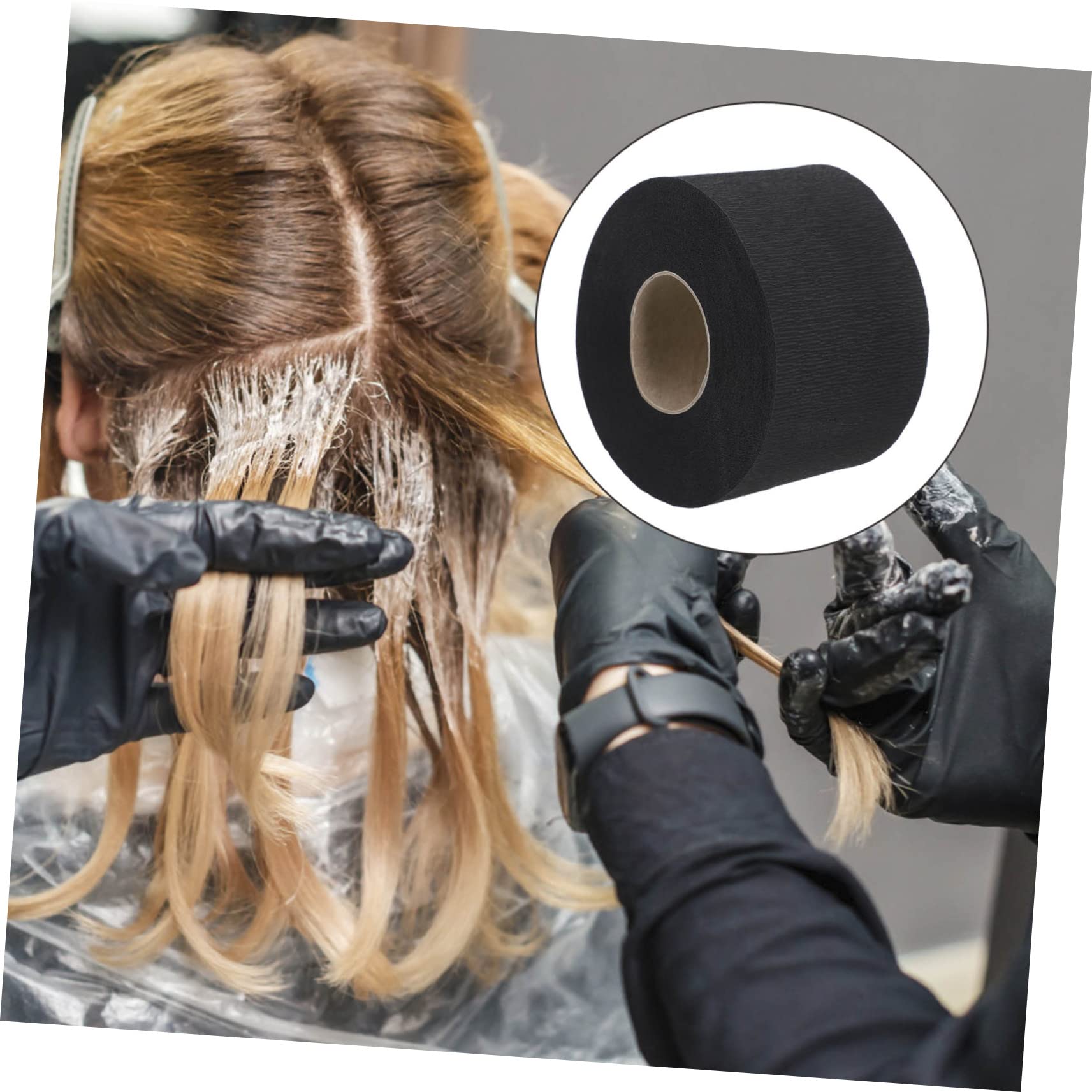 FOMIYES 4 Rolls Stretchy Barber Paper Neck Strips - Disposable Haircut Neckbands for Salon & Home Use, Black - Perfect for Hairdressers, Stylists & DIY Haircuts