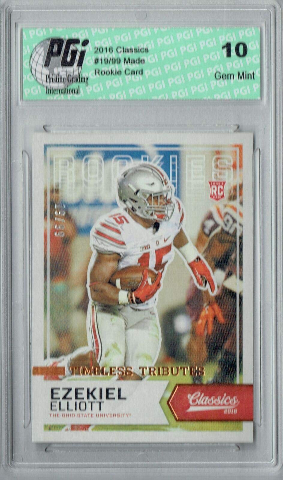 2016 Topps Ezekiel Elliott #212 Rookie Card PGI 10 Gem Mint - Limited Edition of 99 - Dallas Cowboys Football Collectible for Display & Investment - Perfect for Sports Memorabilia Collections and Fan Gifts