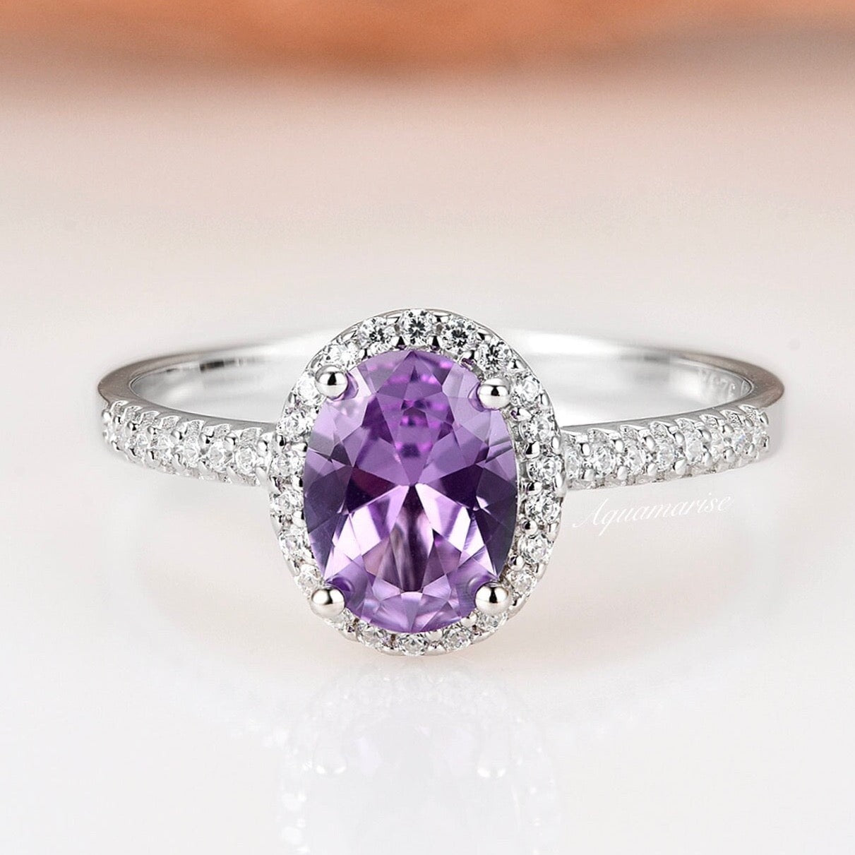 Authentic Iris Amethyst Sterling Silver Ring for Women | Elegant Purple Gemstone Jewelry | Perfect for Valentine's Day, Anniversary & Birthday Gifts