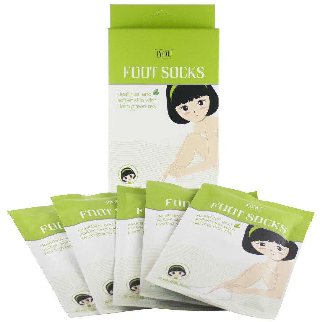 IYOU HERB GREEN TEA FOOT SOCKS - Moisturizing & Relaxing Herbal Foot Care Socks for Women & Men - Perfect for Spa, Yoga, and Home Relaxation